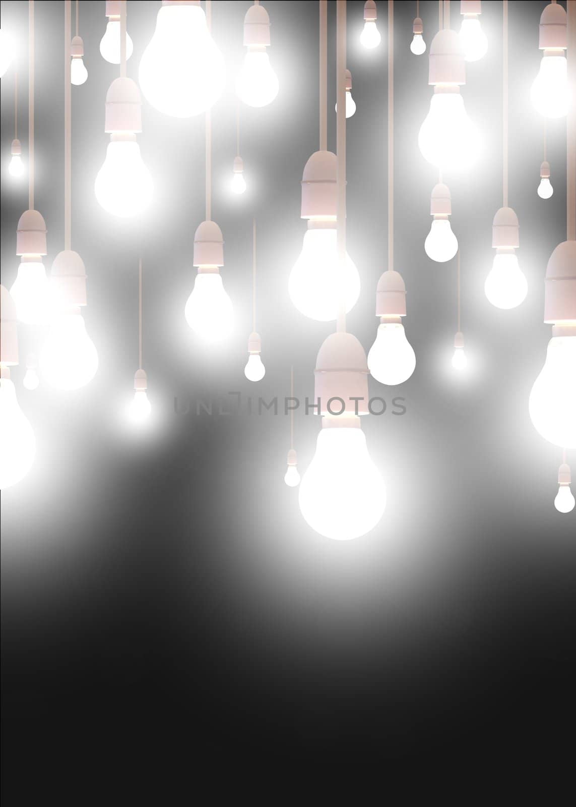 Illustration of lots of hanging light bulbs