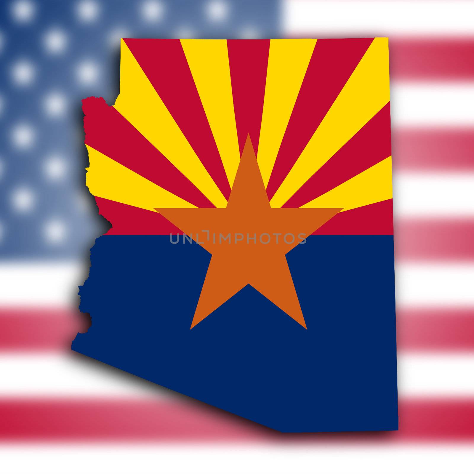 Map of Arizona, filled with the state flag