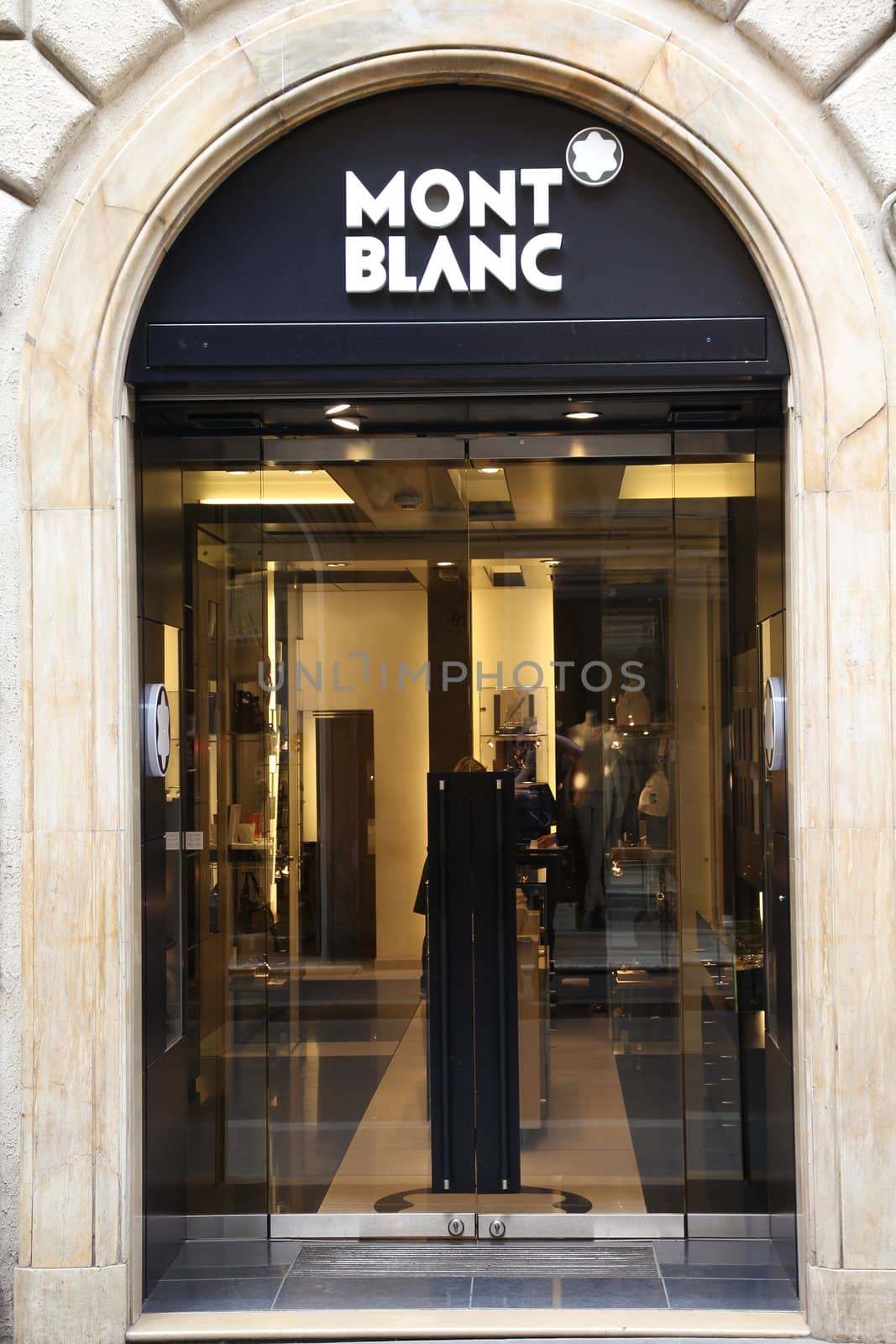 ROME - MAY 12: Montblanc boutique on May 12, 2010 in Rome, Italy. Richemont which owns the German pen brand is the third-largest luxury goods company in the world by turnover (2007 data).