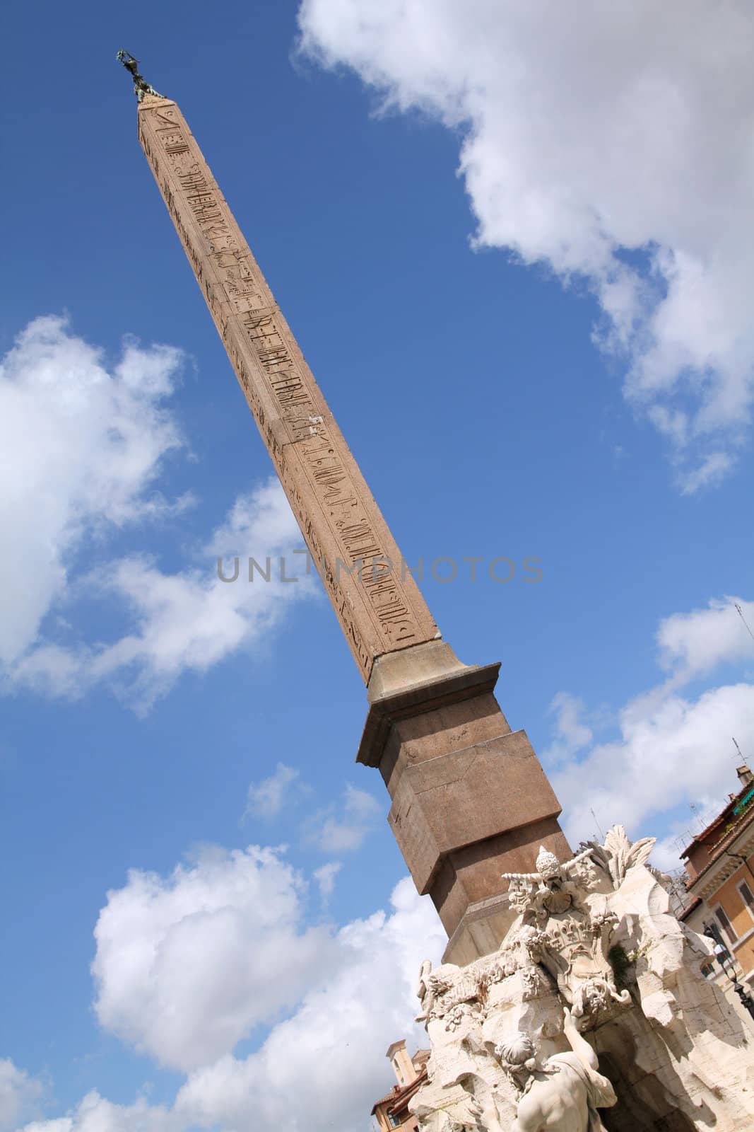 Rome, Italy - famous Egyptian obelisk at Piazza Navona