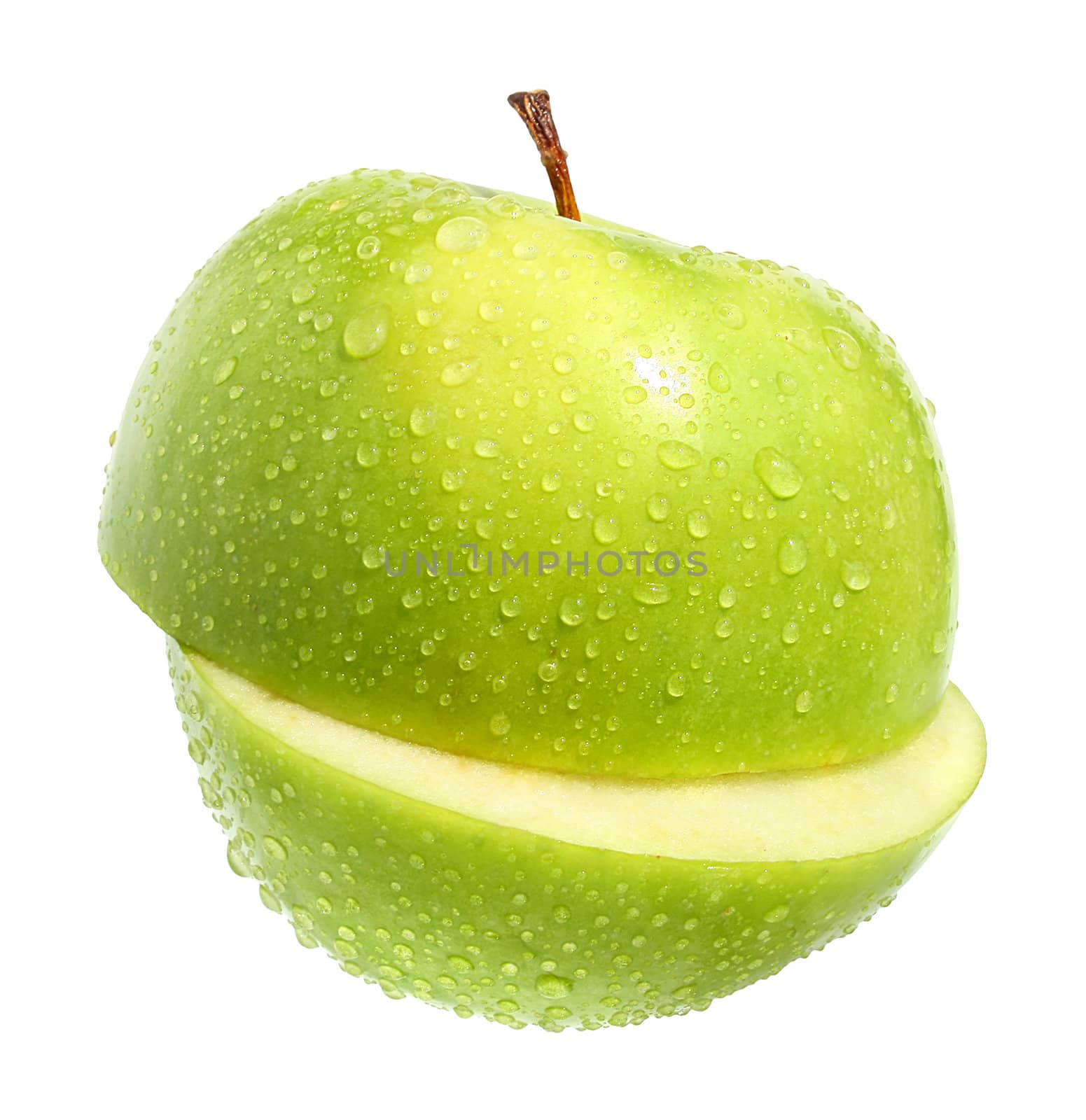 Ripe apple on a white background.