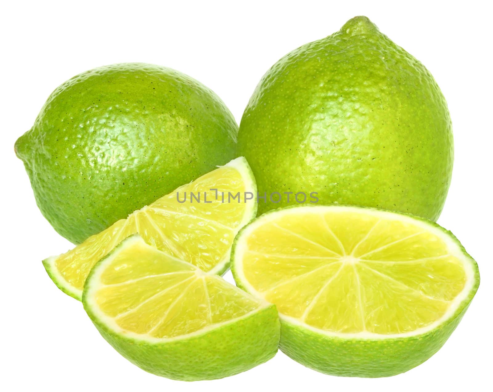 Fresh lime on a white background.