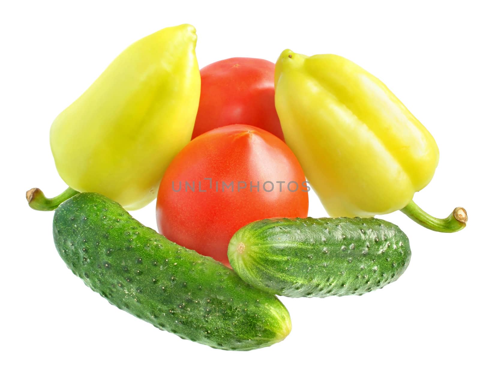 Vegetables on a white background.