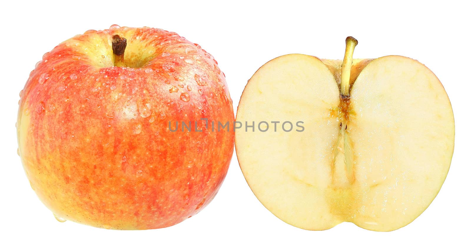 Ripe apple on a white background.