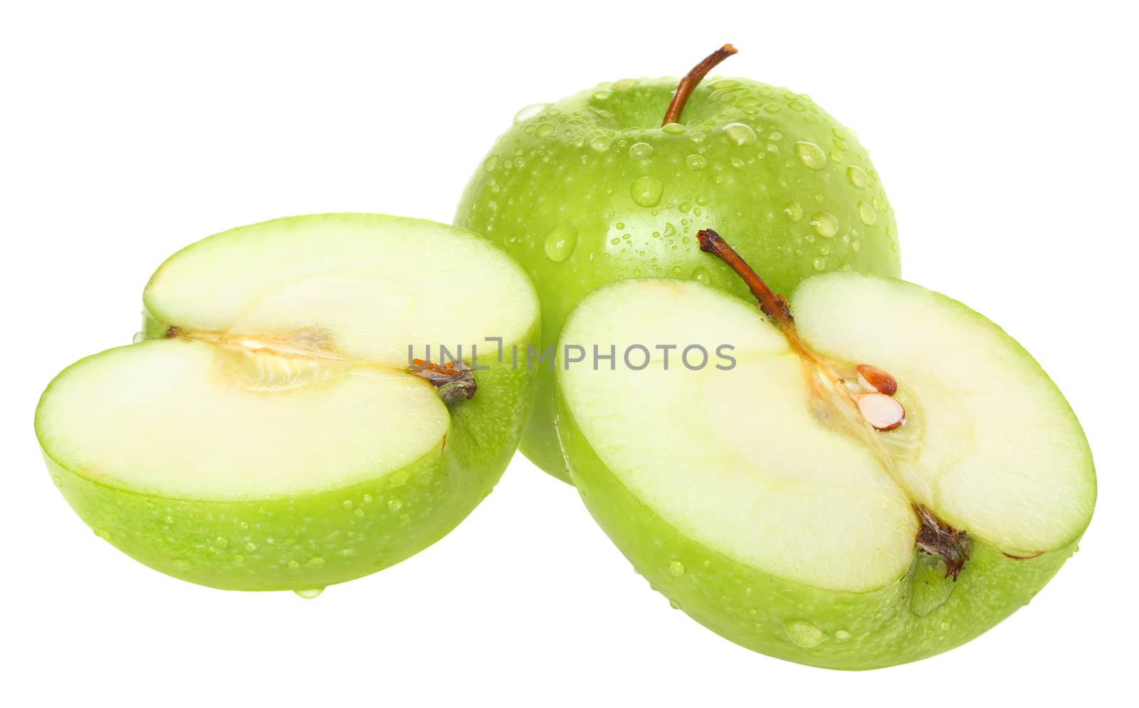 Green apple on a white background.