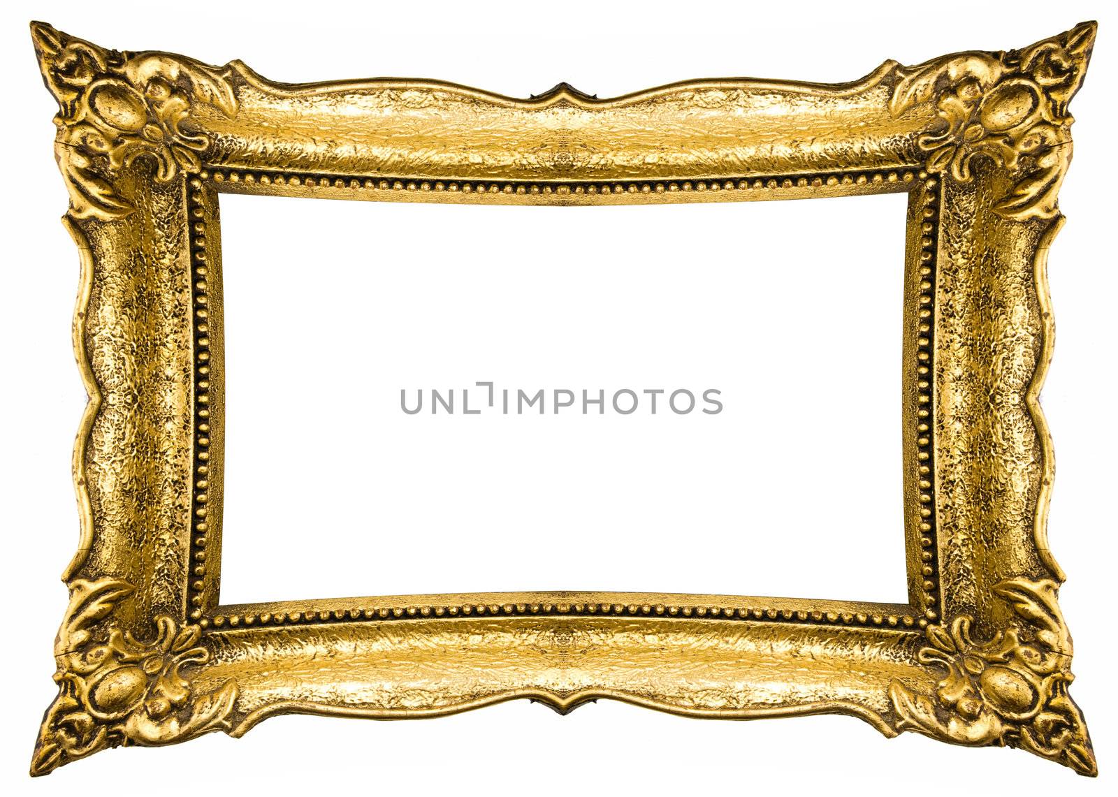Old Picture Frame Isolated On White Background, Design Element