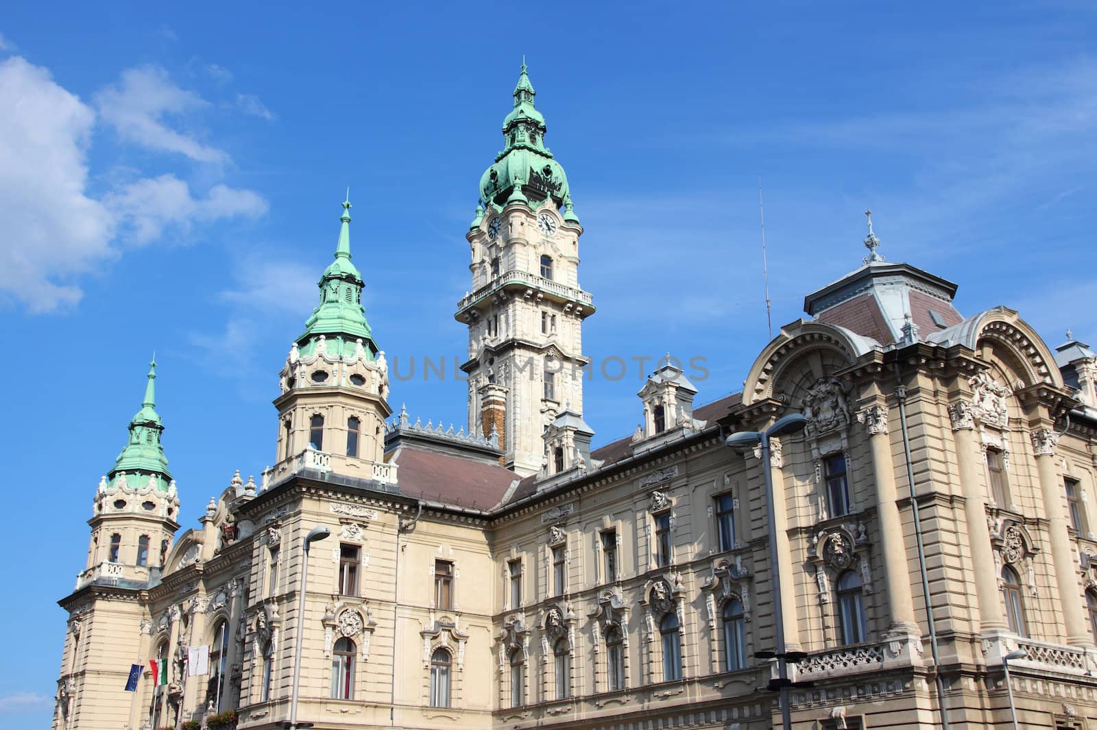 Gyor, Hungary. City in Western Transdanubia region. City hall building.