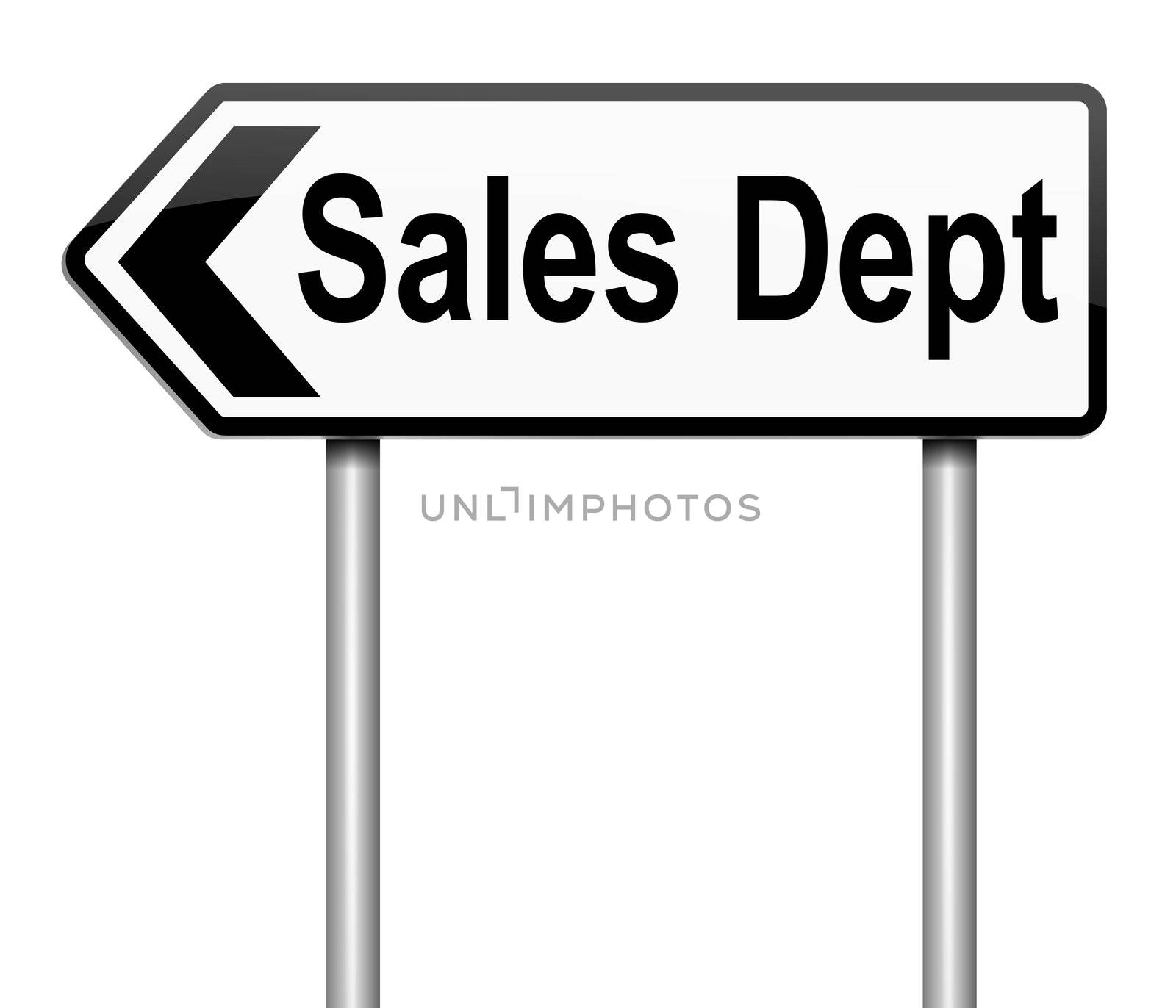 Illustration depicting a sign with a sales dept concept.