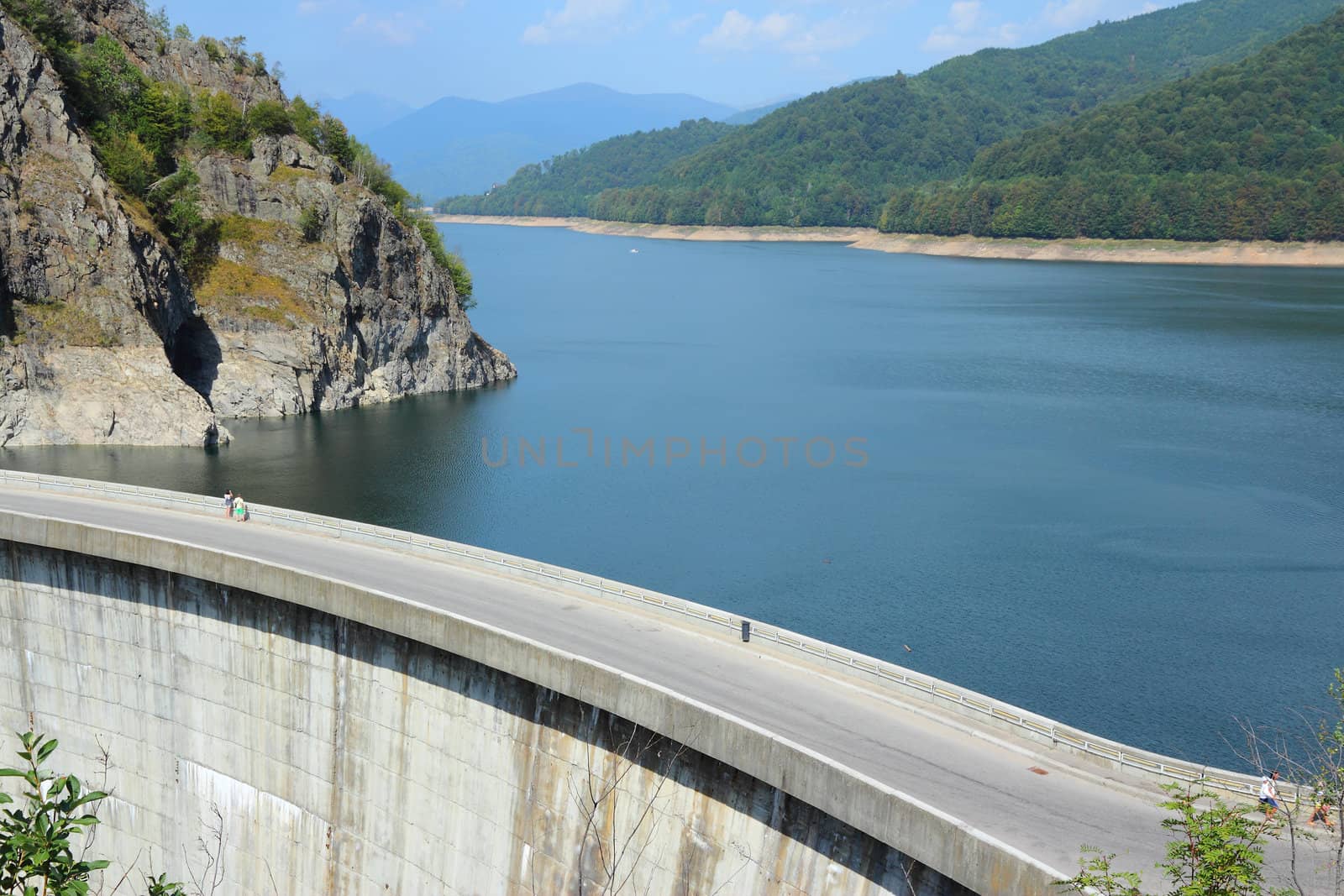 Vidraru Dam on Arges River in Transylvania, Romania. Hydroelectric power station.