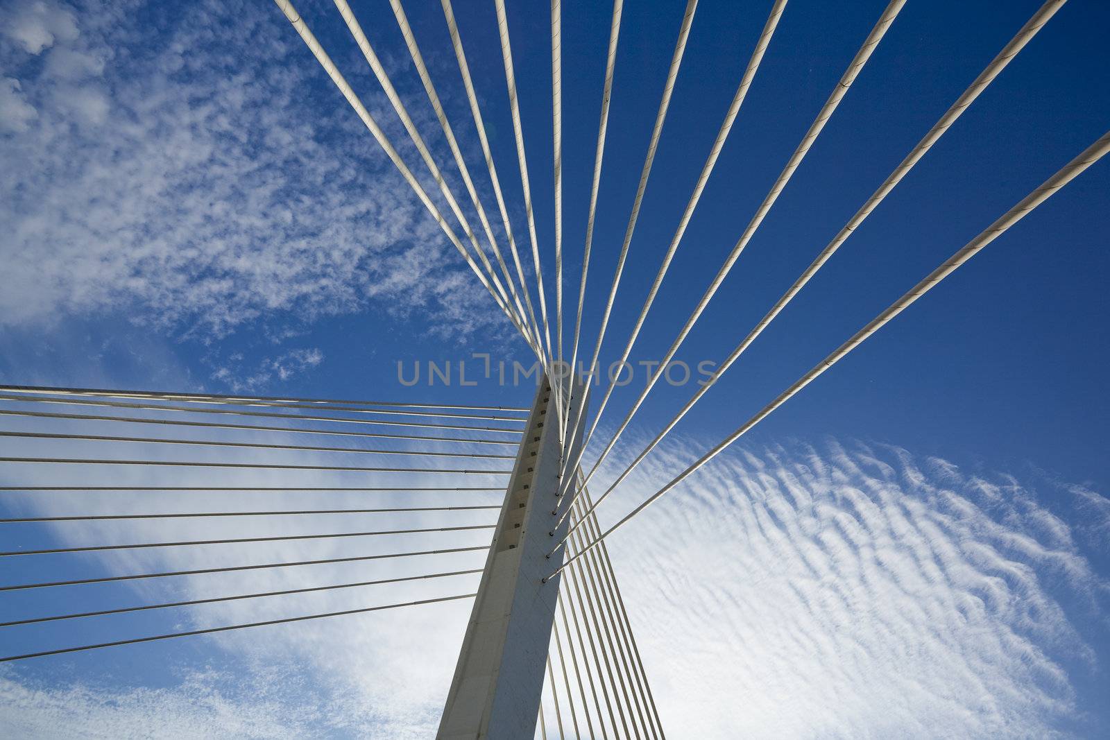 Abstract detail of Millennium bridge, Modern arhitectural construction on river Moraca, Podgorica, Capital city of Montenegro
