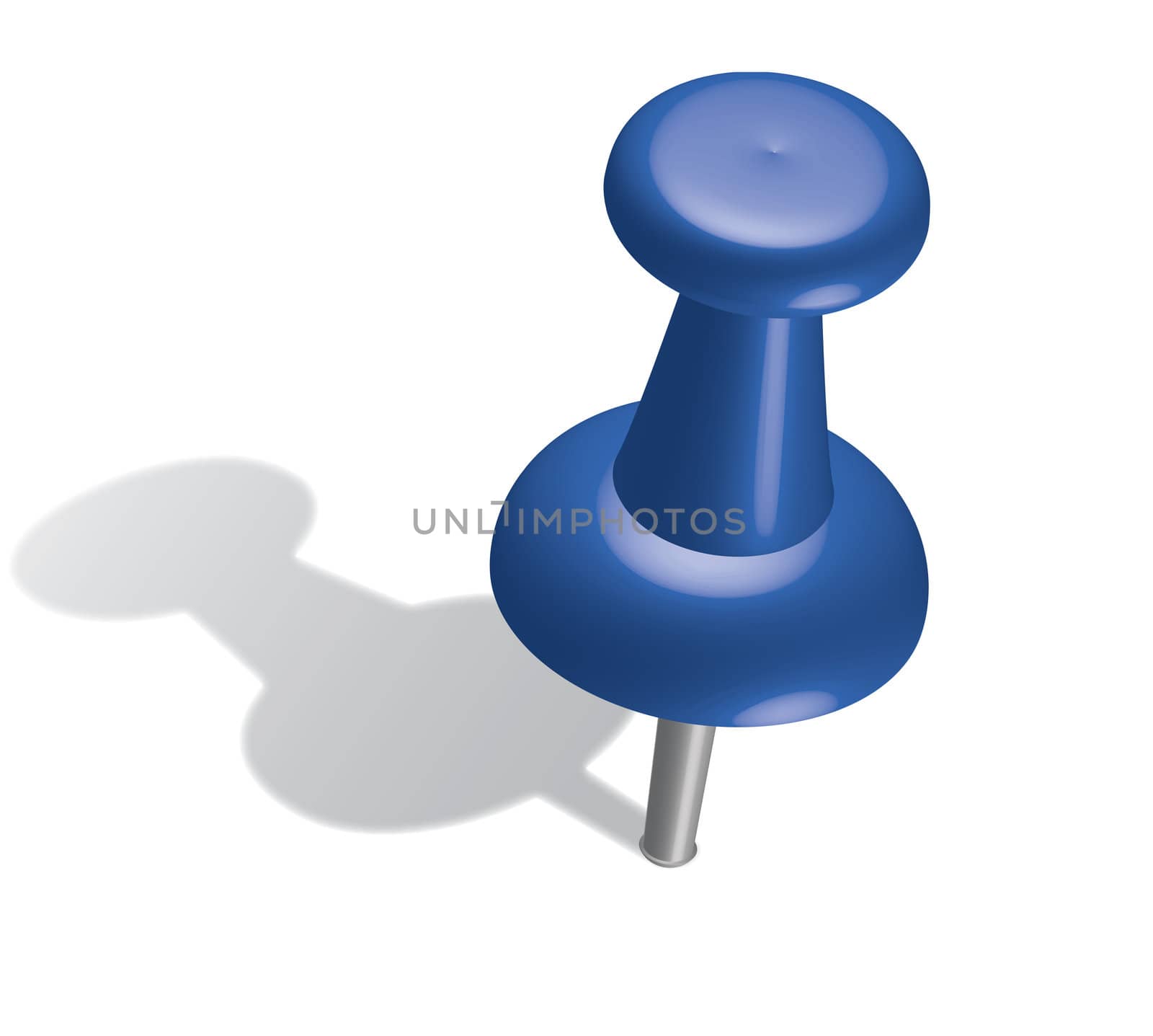  3d blue push pin. Vector
