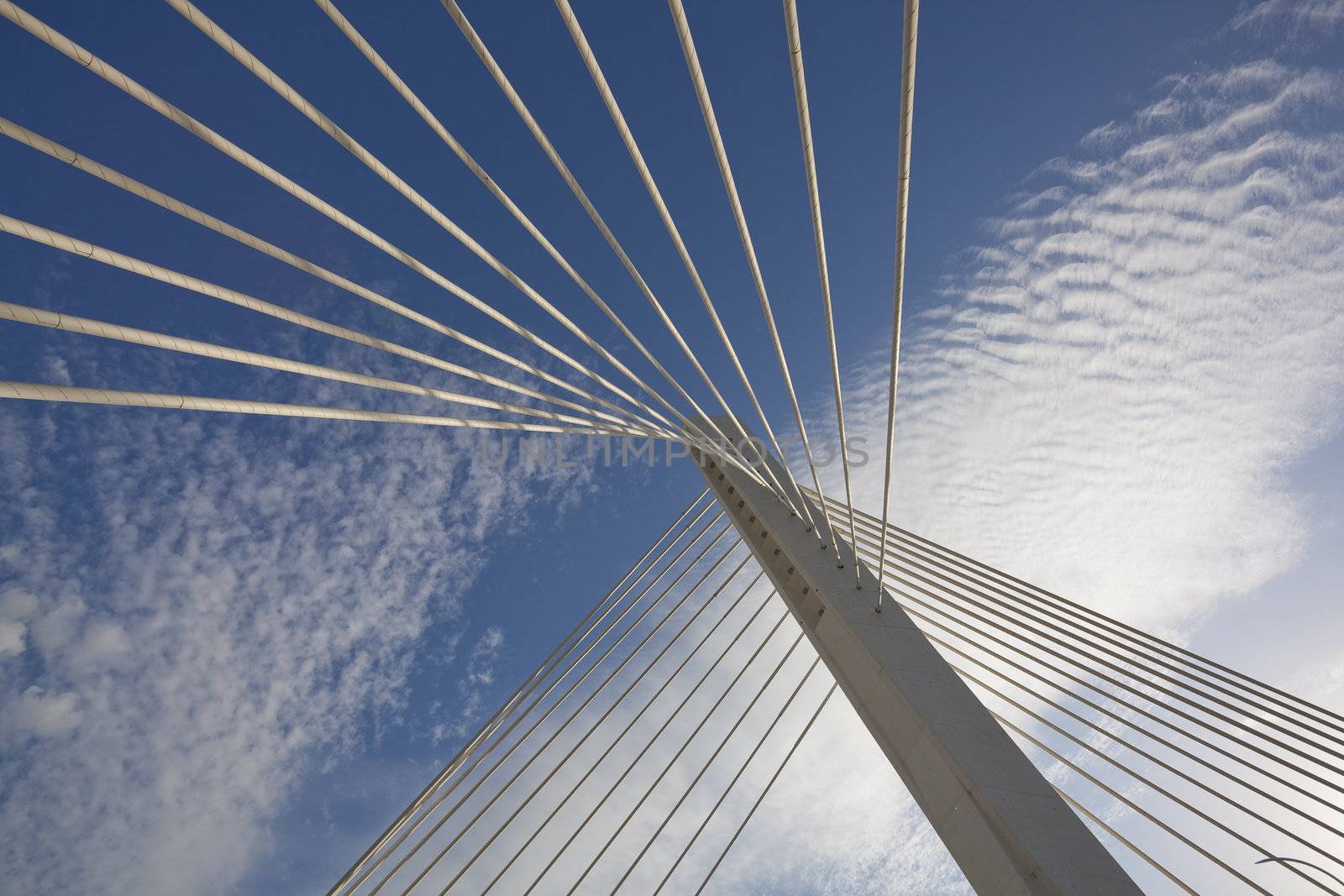 Abstract detail of Millennium bridge, Modern arhitectural construction on river Moraca, Podgorica, Capital city of Montenegro