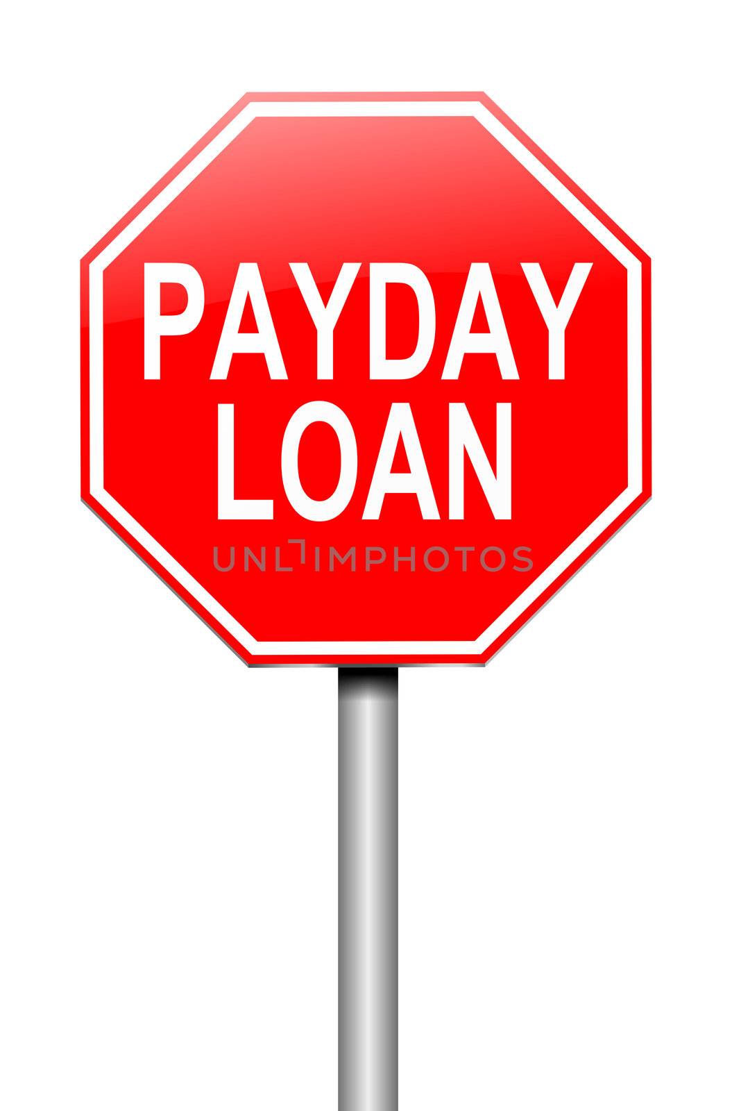 Illustration depicting a sign with a payday loans concept.