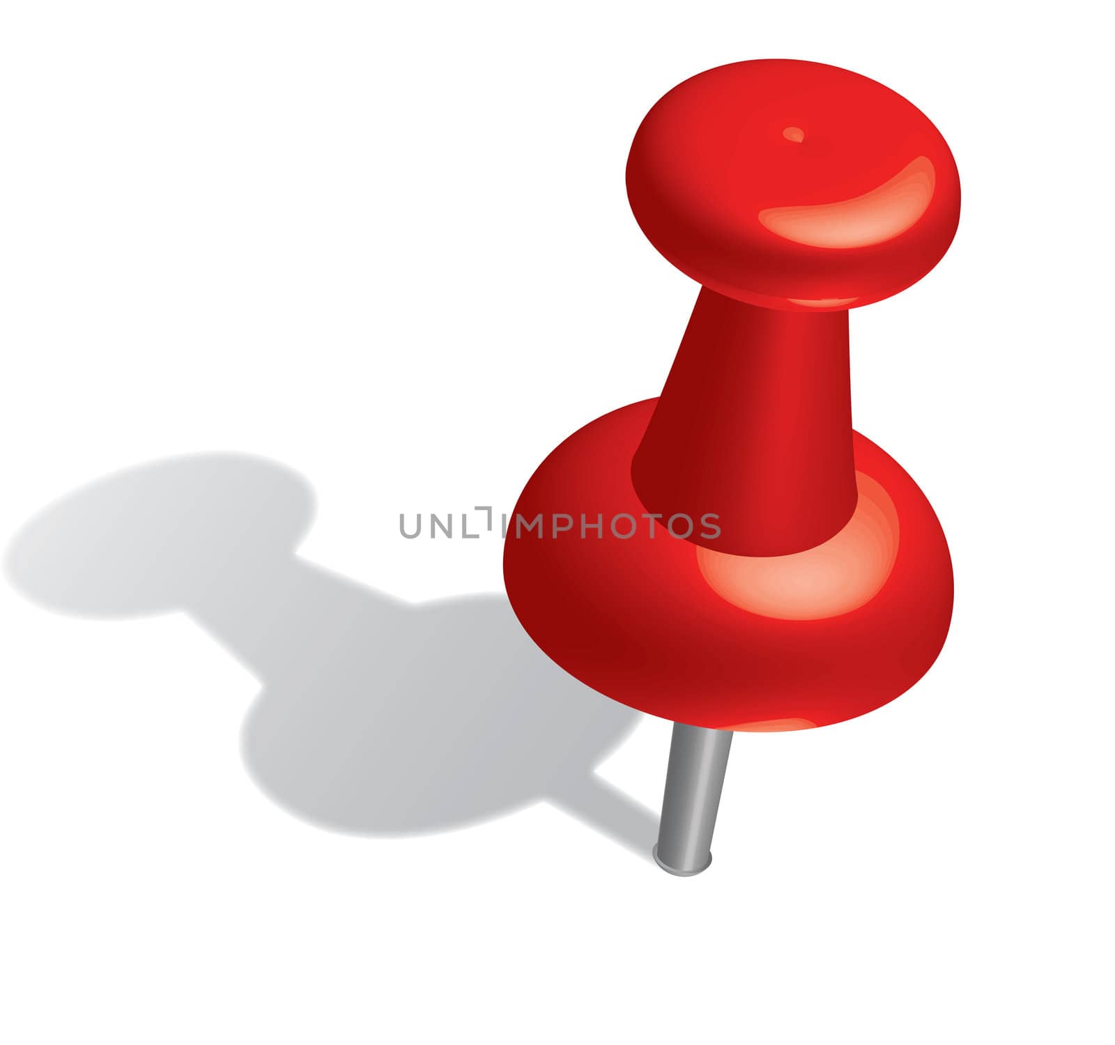  3d red push pin. Vector
