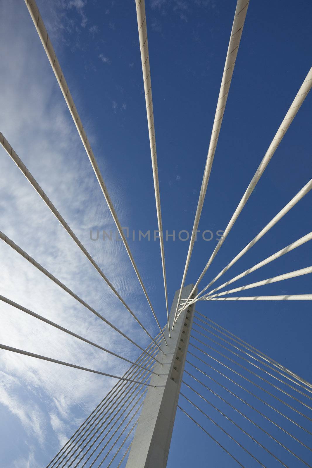 Abstract detail of Millennium bridge, Modern arhitectural construction on river Moraca, Podgorica, Capital city of Montenegro