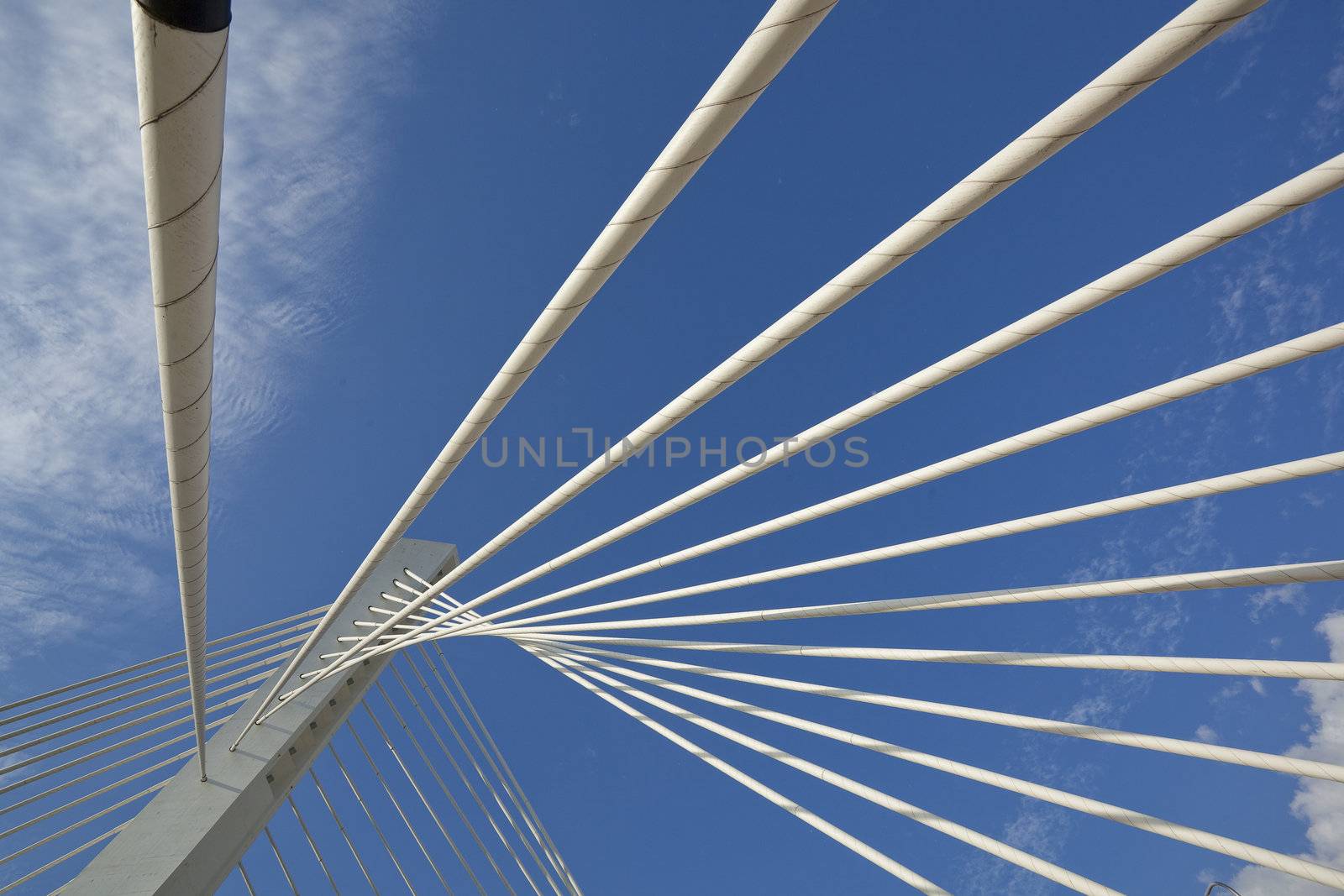 Abstract detail of Millennium bridge, Modern arhitectural construction on river Moraca, Podgorica, Capital city of Montenegro