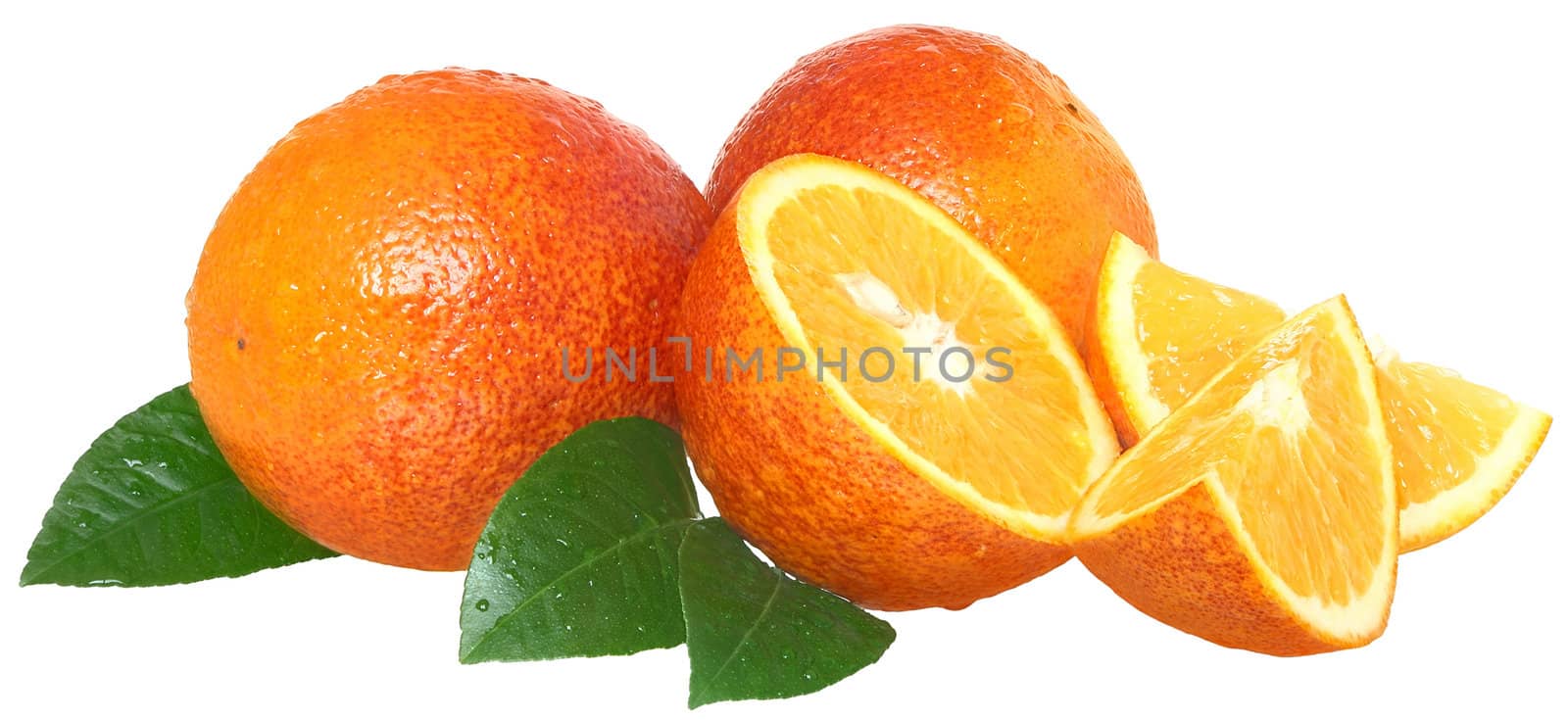 Ripe orange on a white background