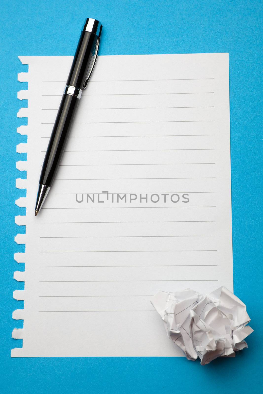 Clear paper ready for writing, pencil, background