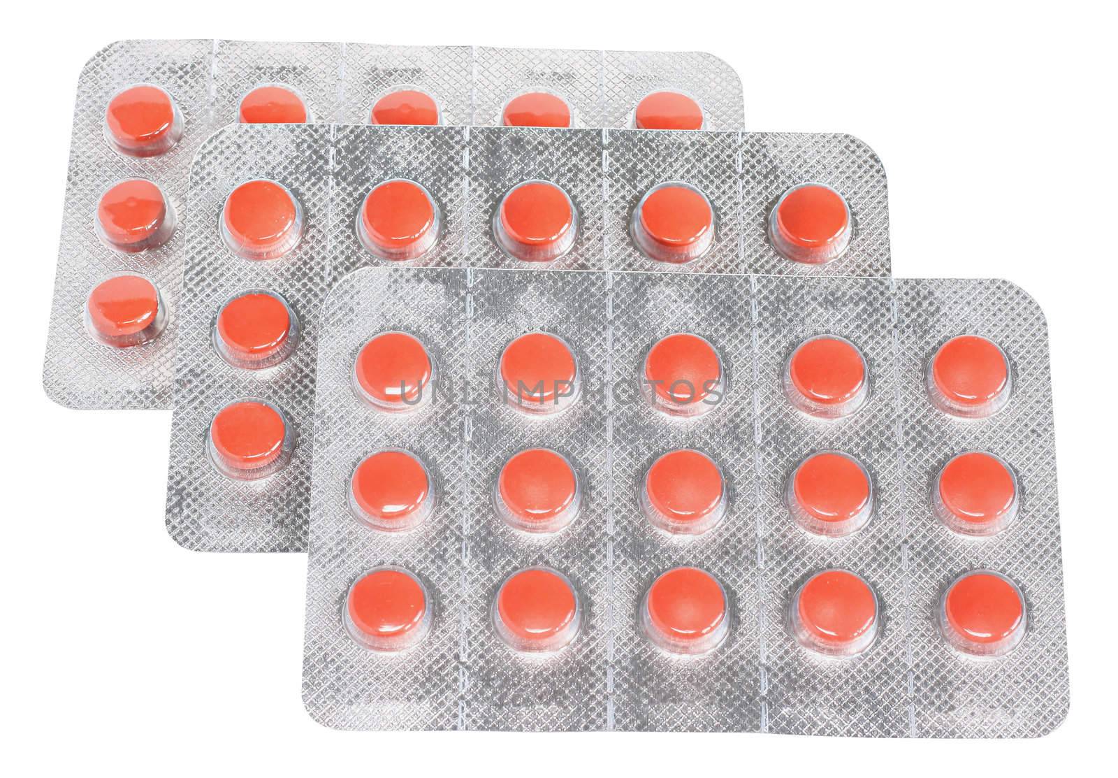 Pills on a white background.