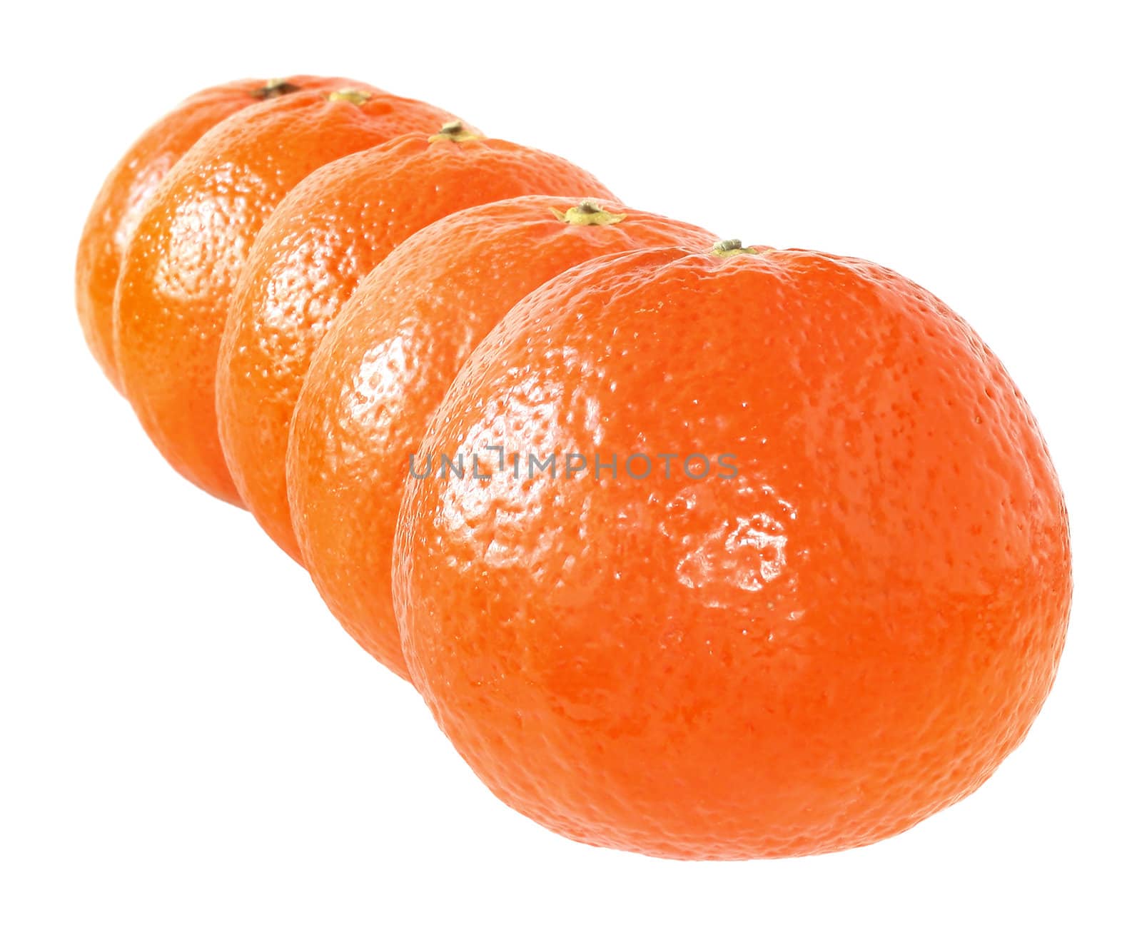 Ripe tangerines on a white background