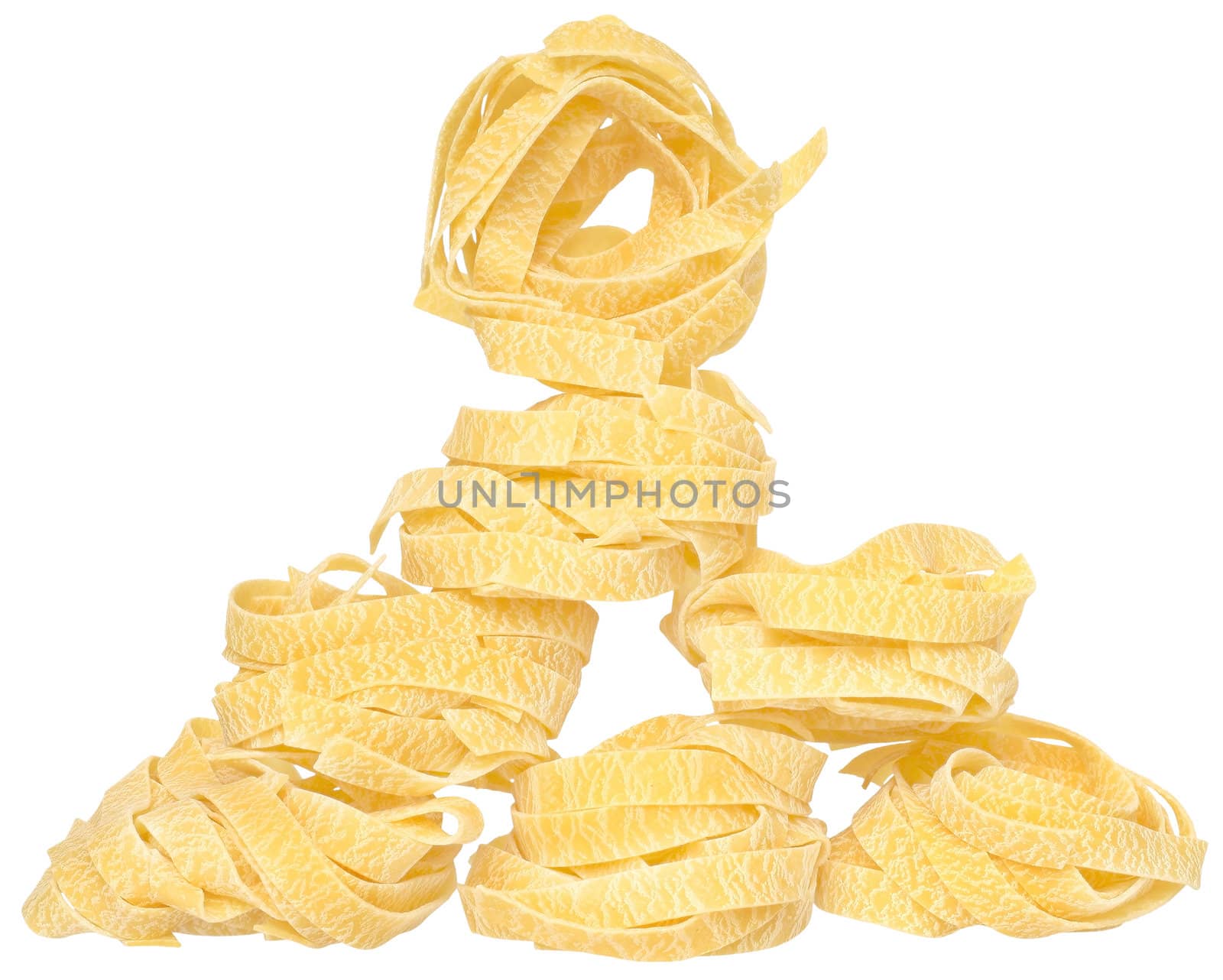 Macaroni close up on a white background.