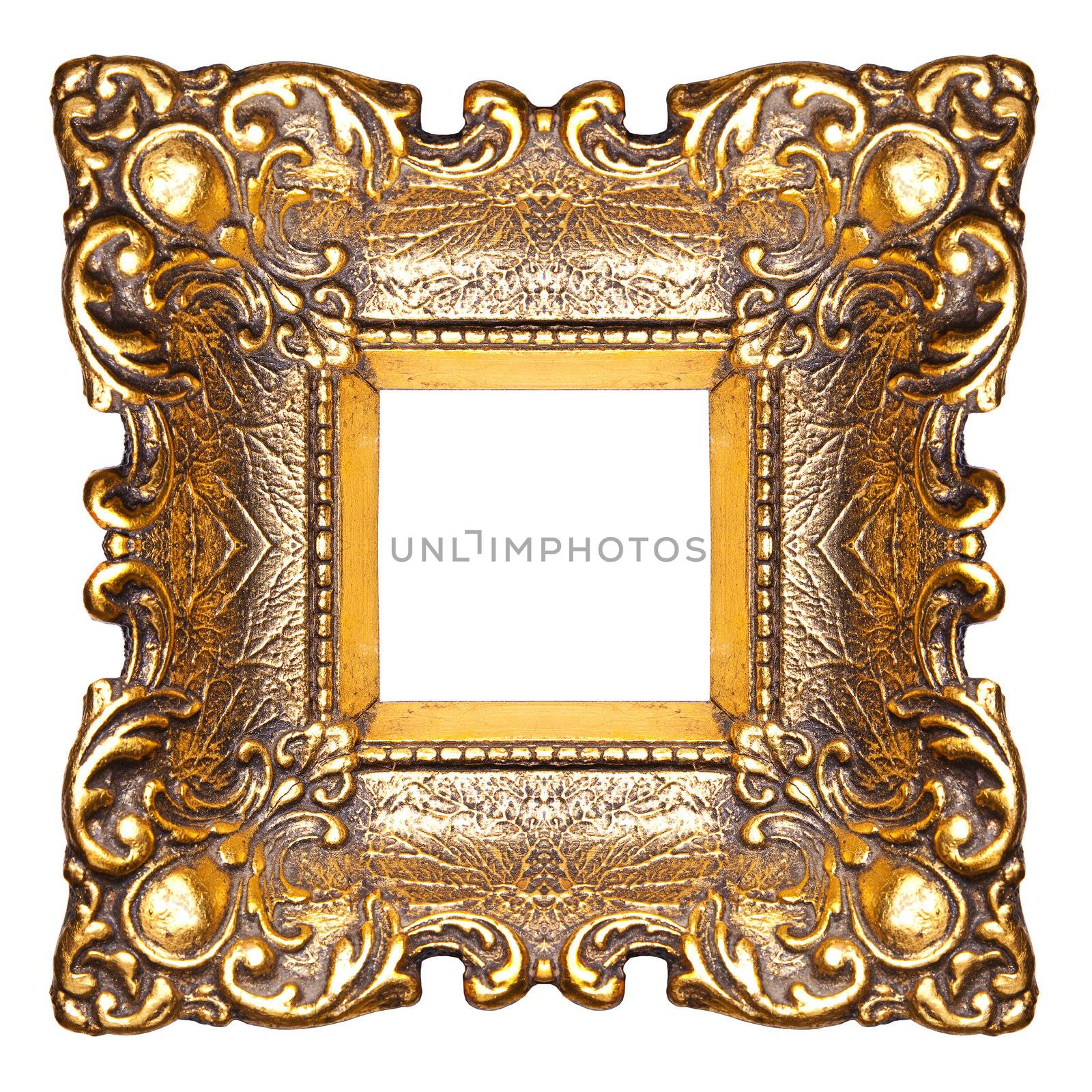 Old Picture Frame Isolated On White Background, Design Element