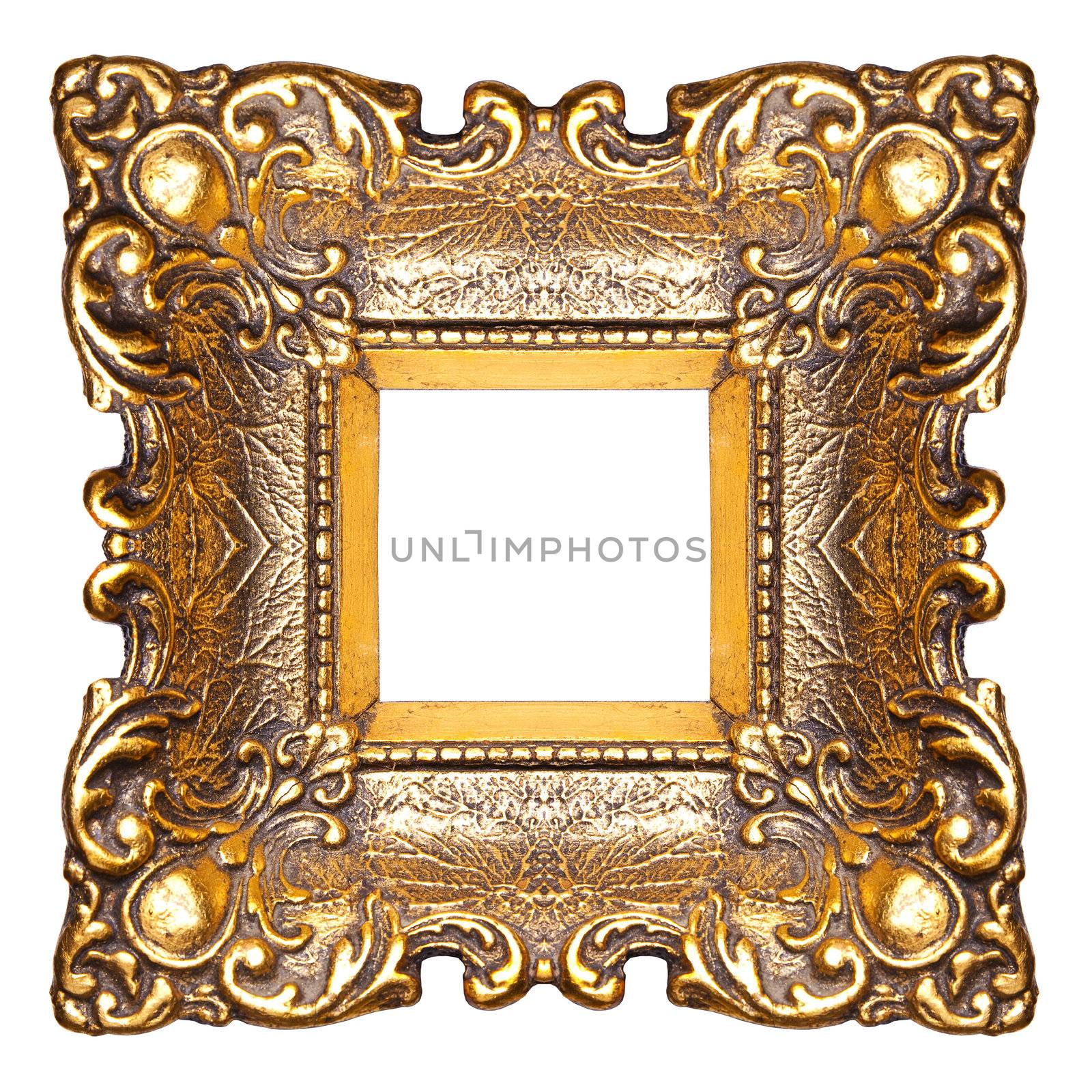 Old Picture Frame Isolated On White Background, Design Element