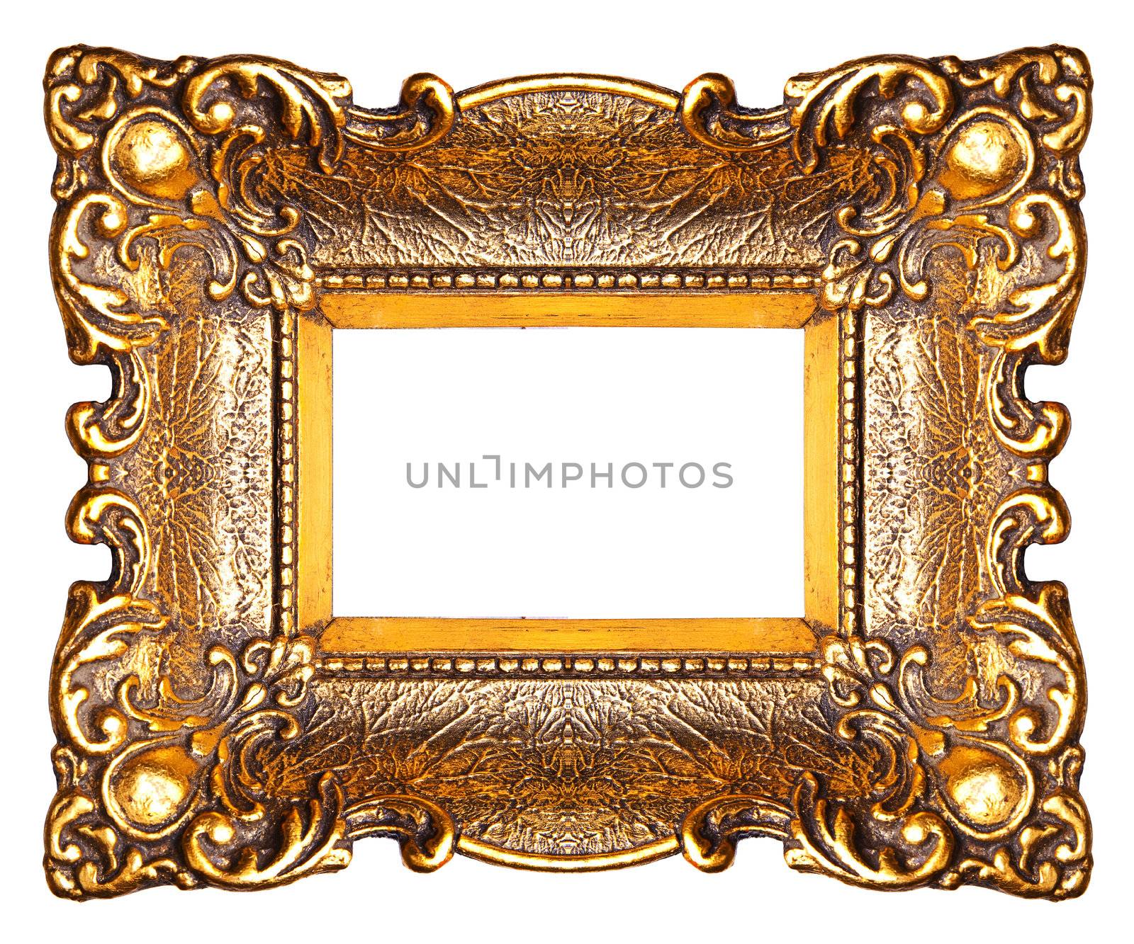 Old Picture Frame Isolated On White Background, Design Element