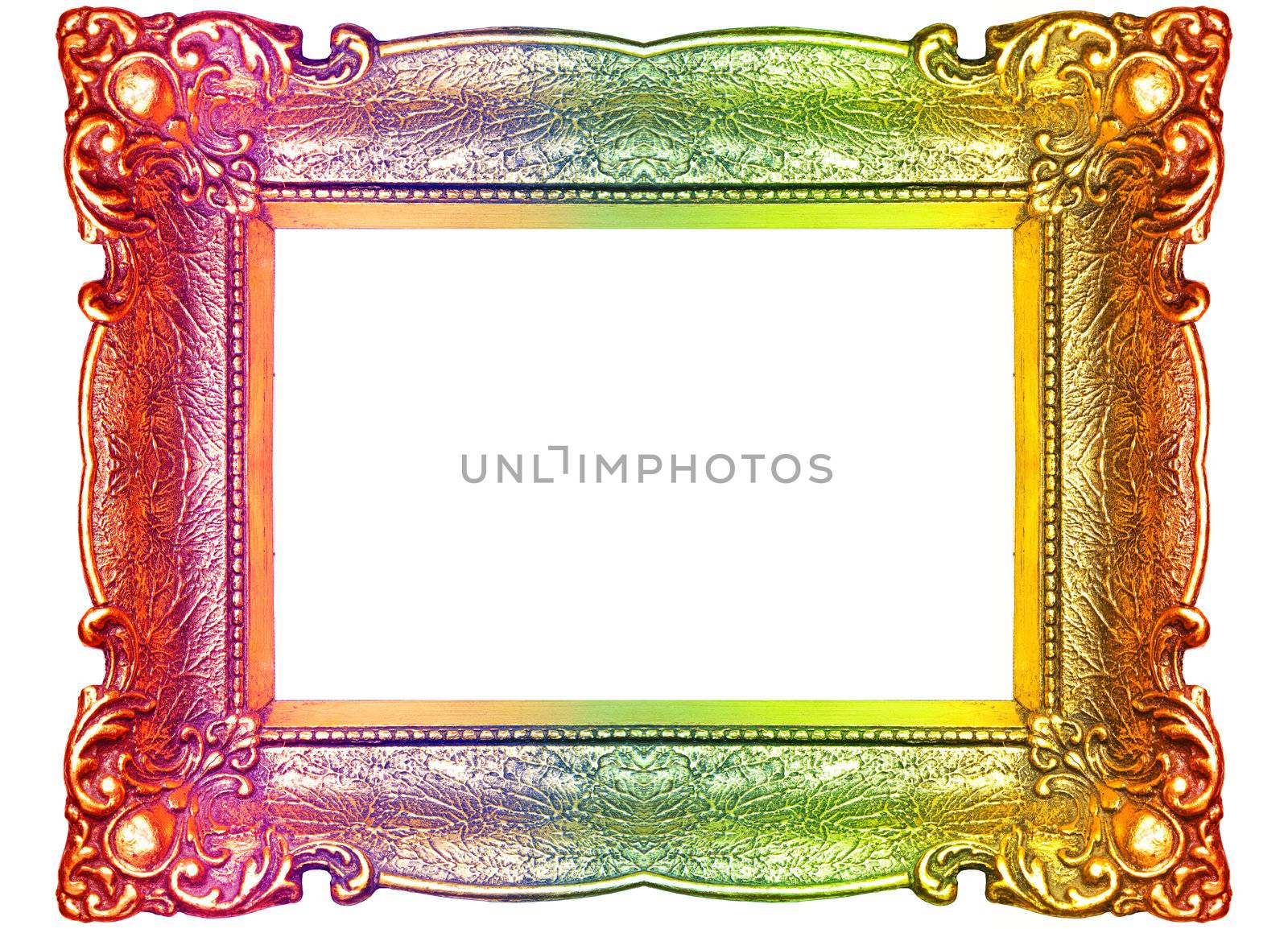 Old Picture Frame Isolated On White Background, Design Element