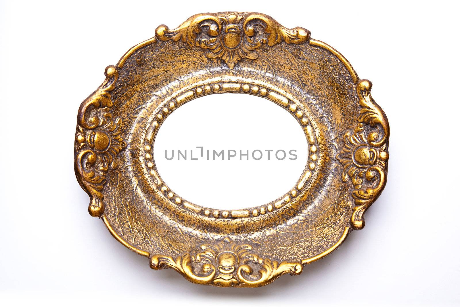 Old Picture Frame Isolated On White Background, Design Element