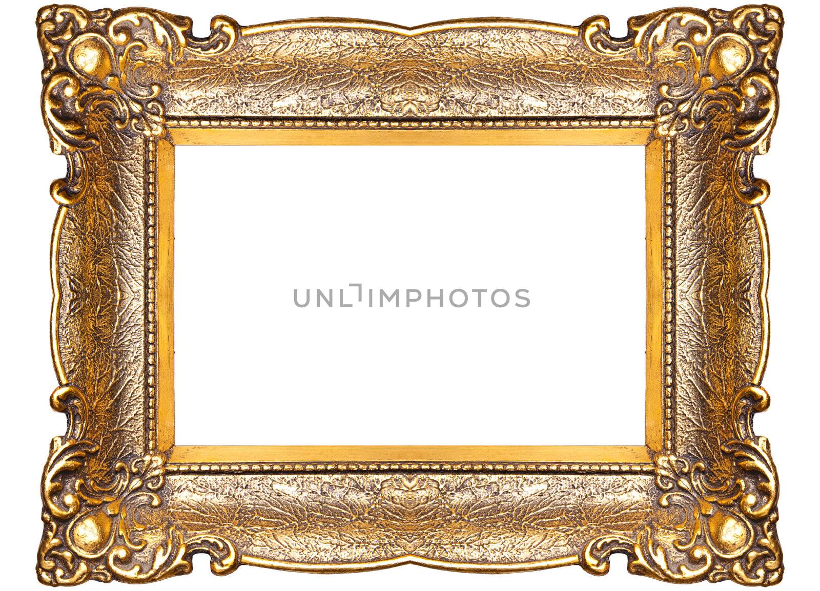 Old Picture Frame Isolated On White Background, Design Element