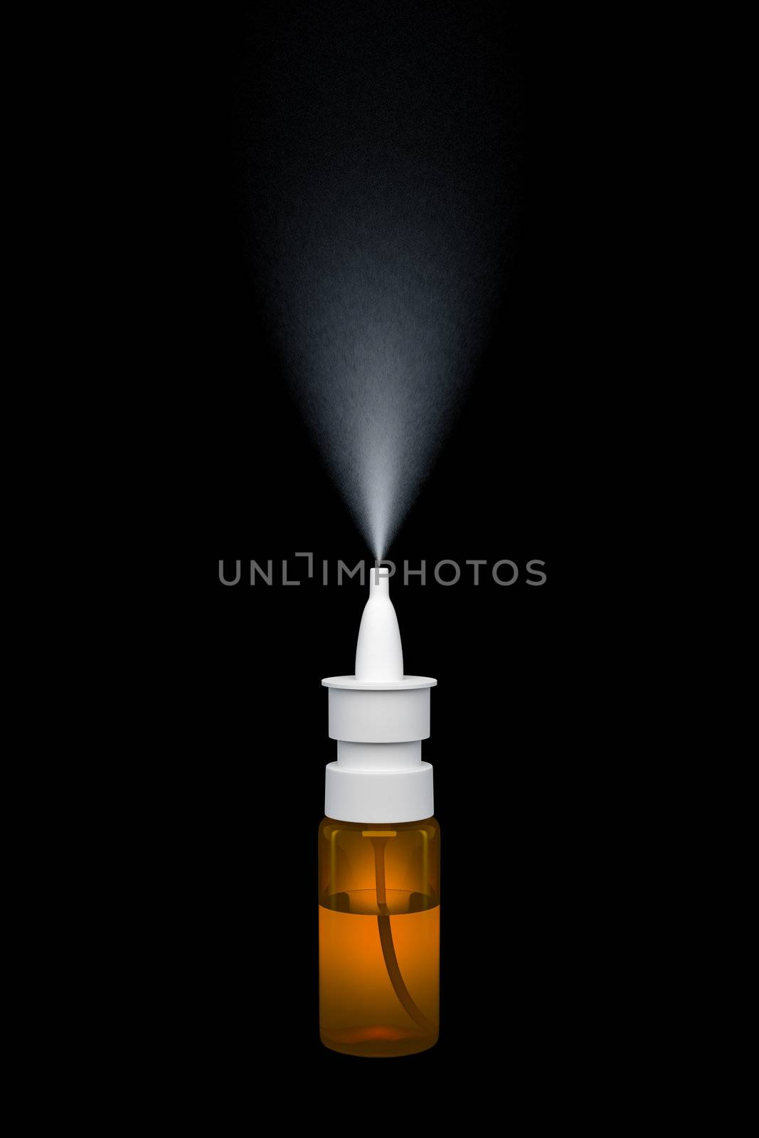 An image of a nasal spray on black