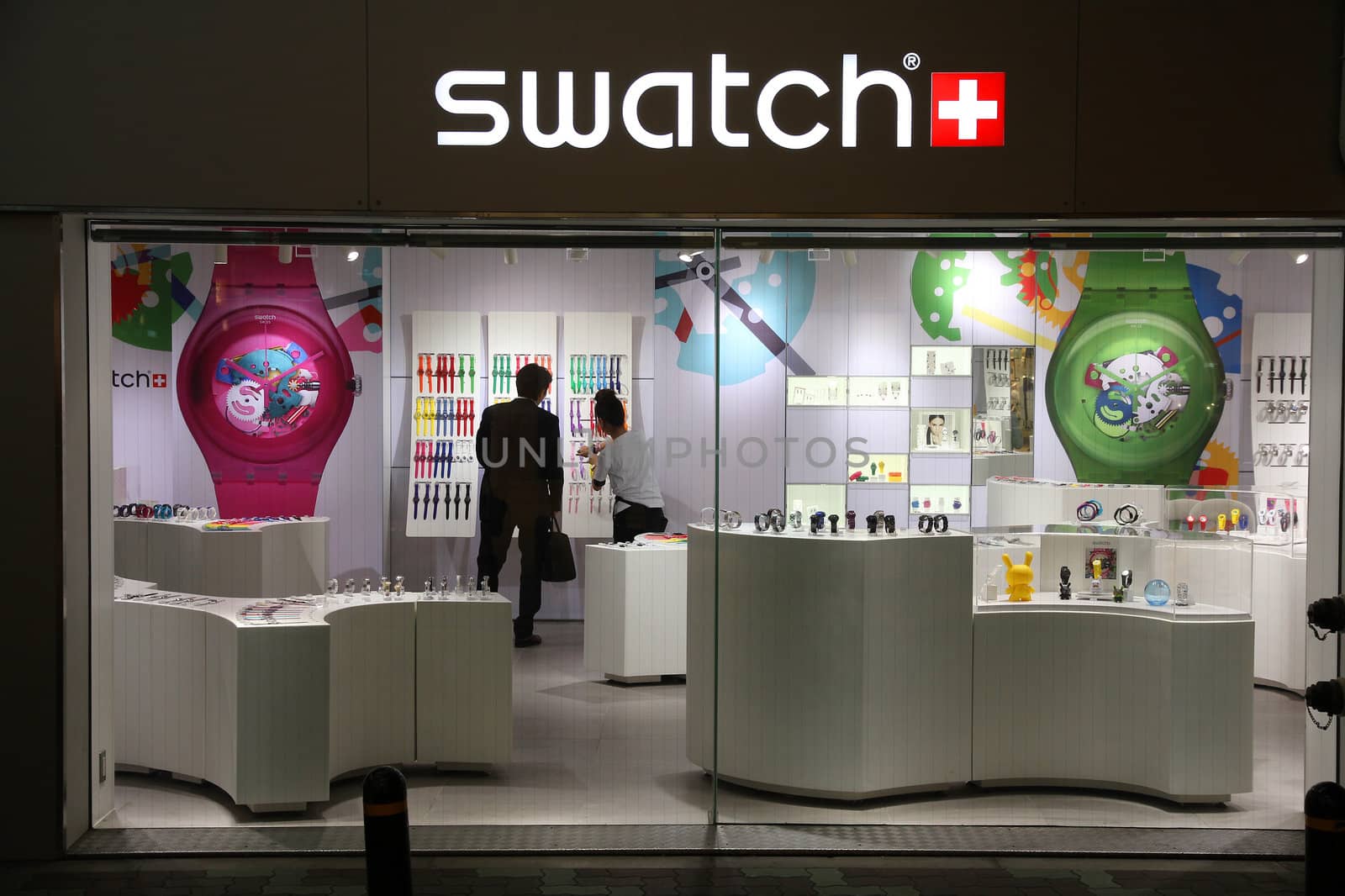 OSAKA, JAPAN - APRIL 24: Swatch store on April 24, 2012 in Osaka, Japan. Swatch group is a profitable watch manufacturer with profit of 1.074 billion CHF (2010). It employs 24,240 people (2010 average).
