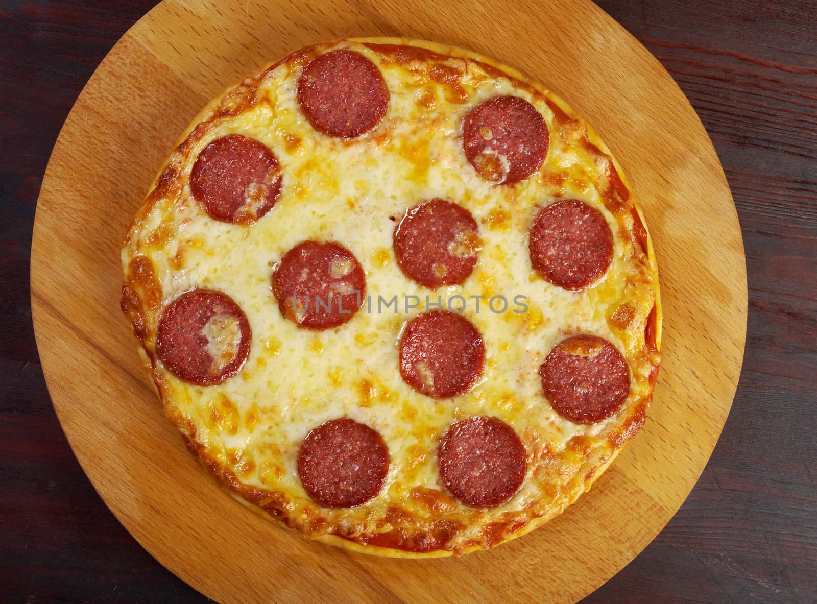 homemade pizza  Pepperoni.Closeup 