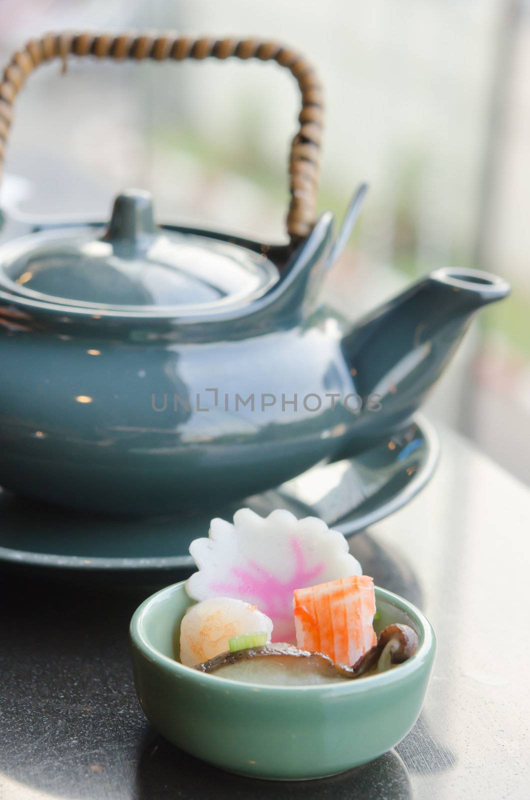 Japanese cuisine Seafood soup in bowl 