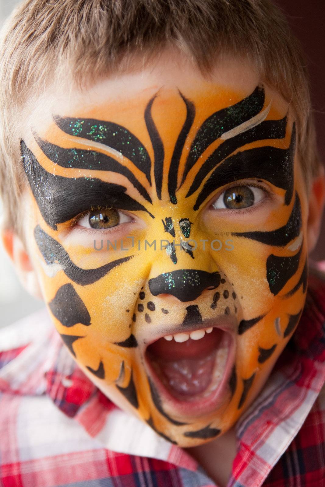 Boy with a tiger make-up by Talanis