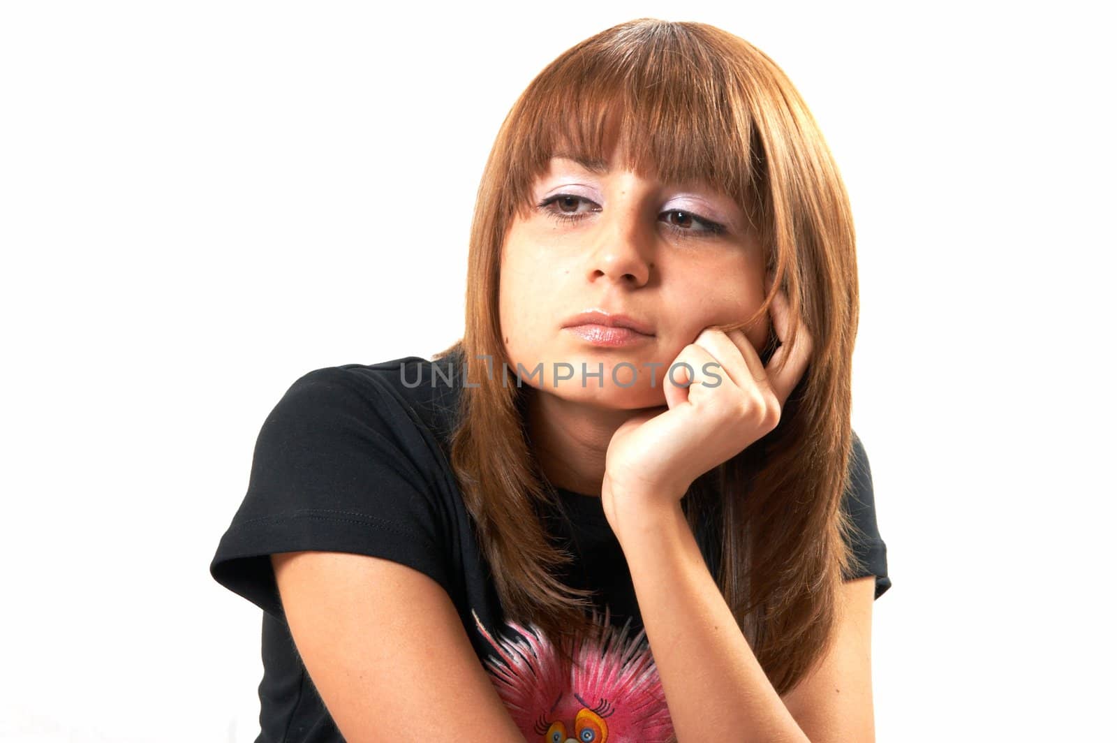 Portrait of the girl on a white background 