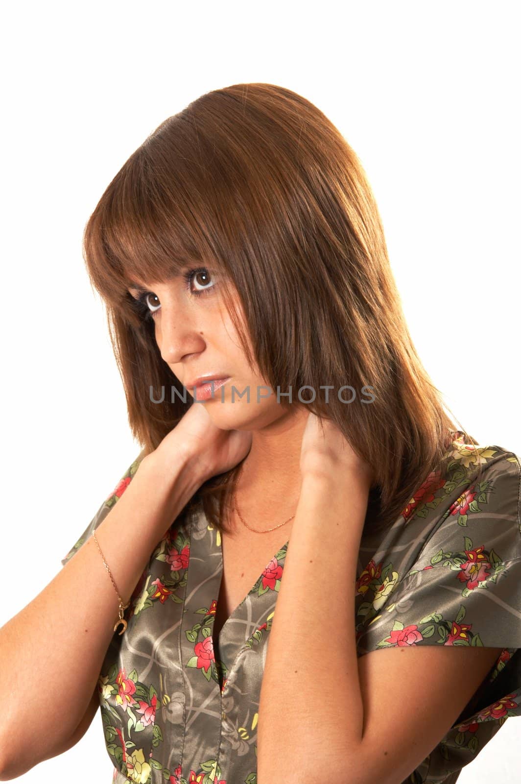 Portrait of the girl on a white background 