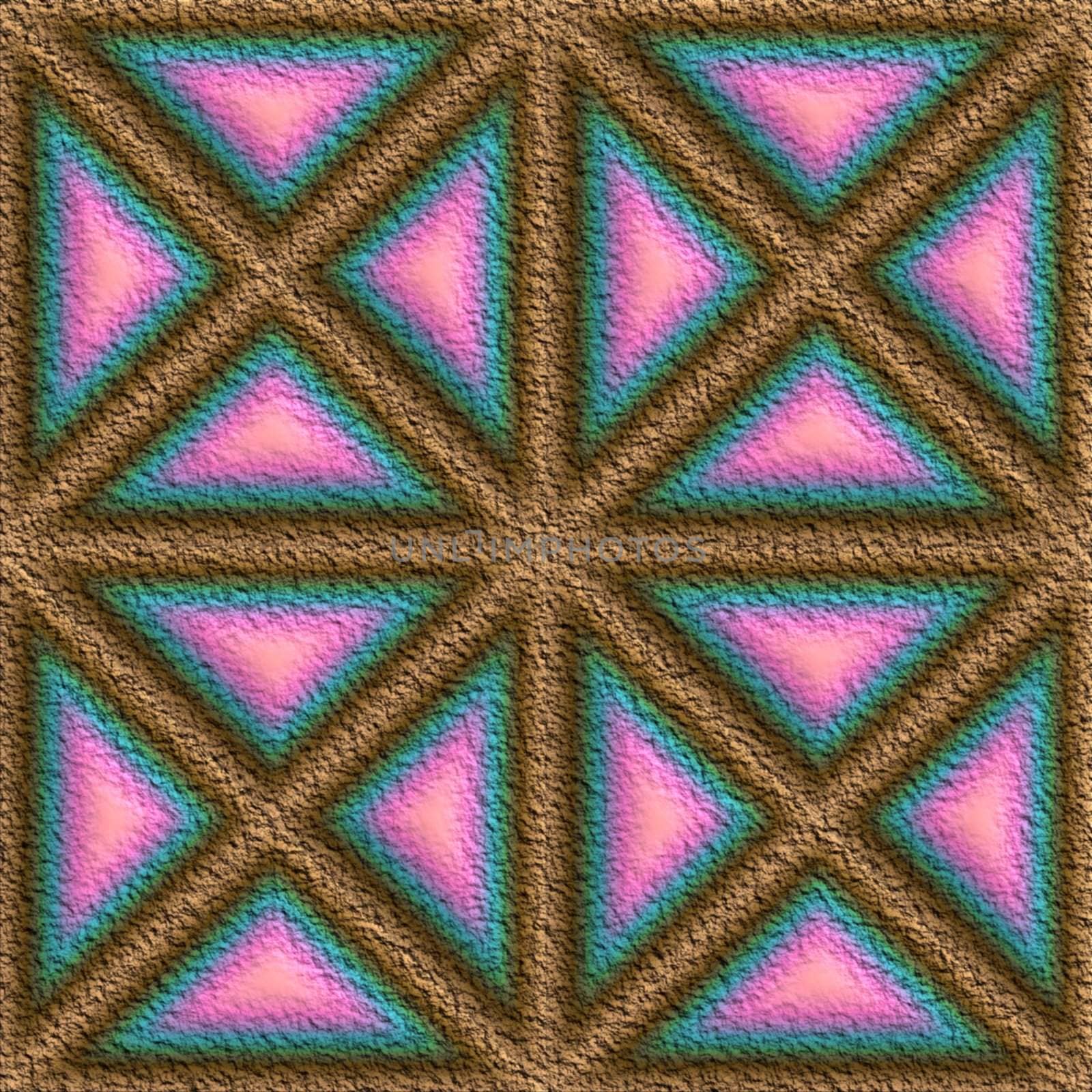 Image of an interesting ornament of polycolor made under a tile. Texture seamless.