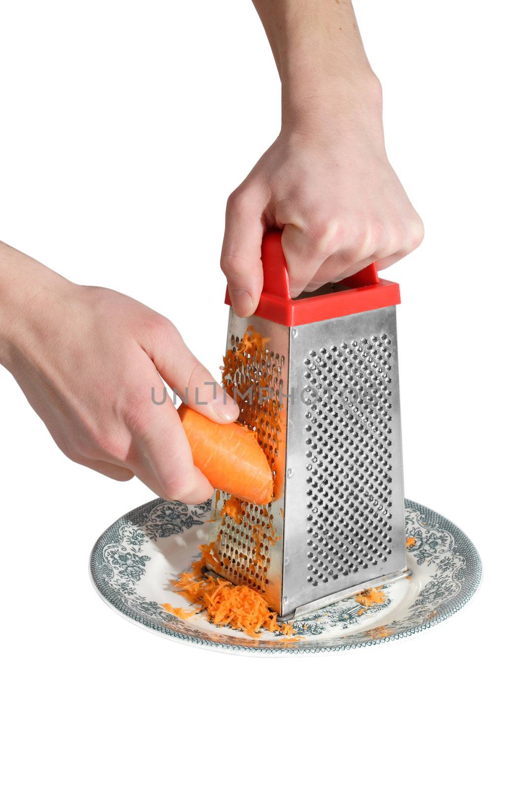 Preparation of carrots on a grater
