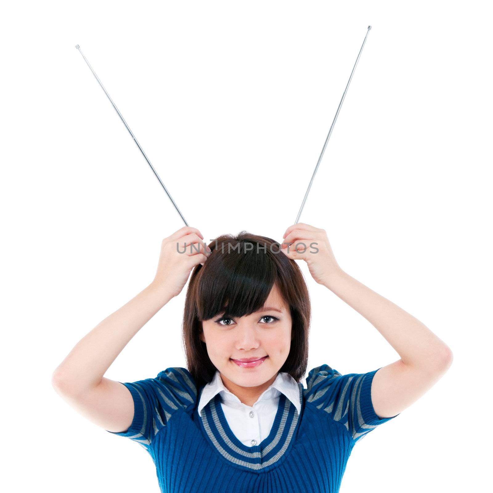 Cute Girl Holding Antennas On Head by williv