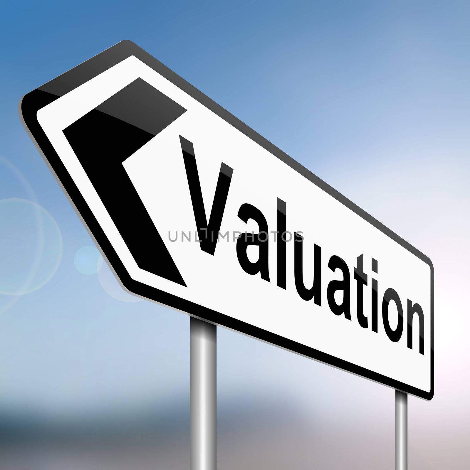Illustration depicting a sign with a valuation concept.