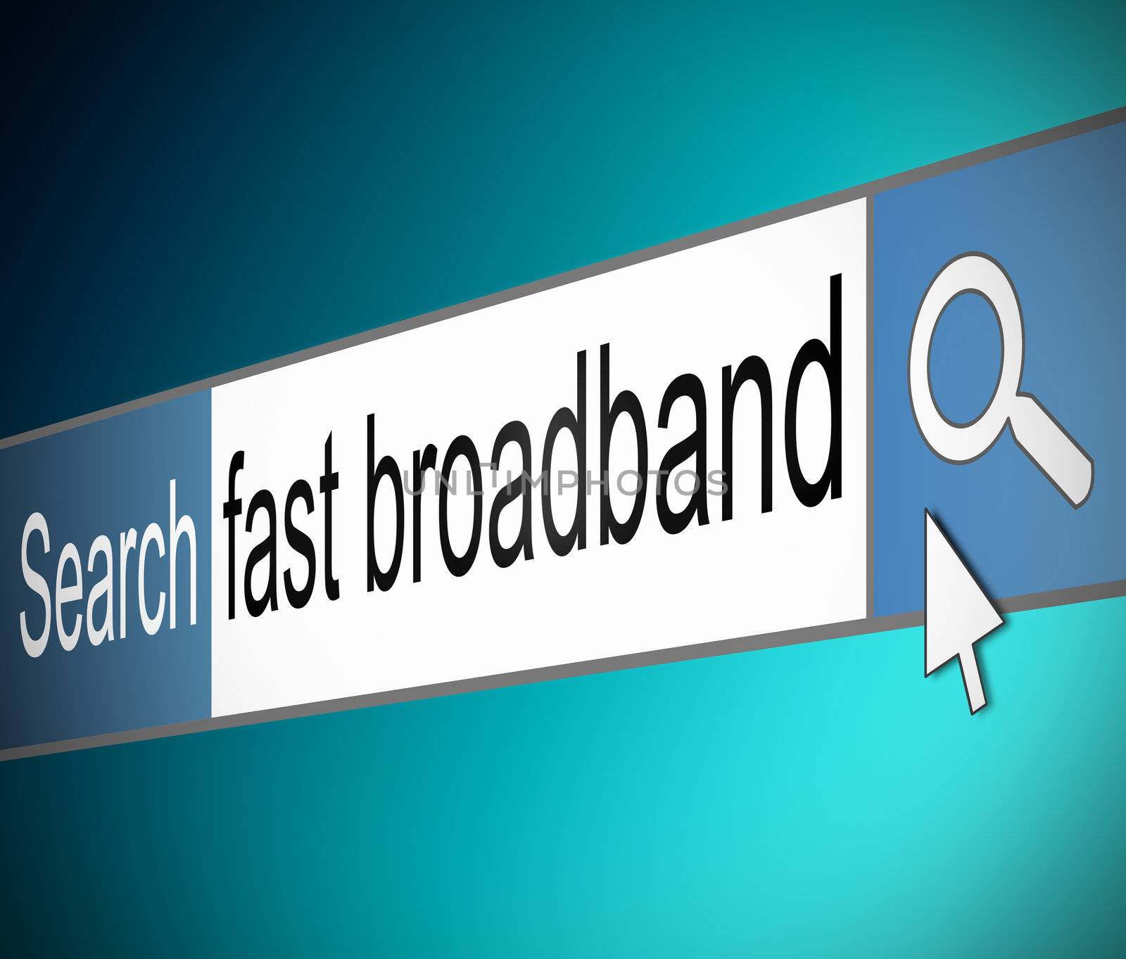 Illustration depicting a screen shot of an internet search bar containing a broadband concept.