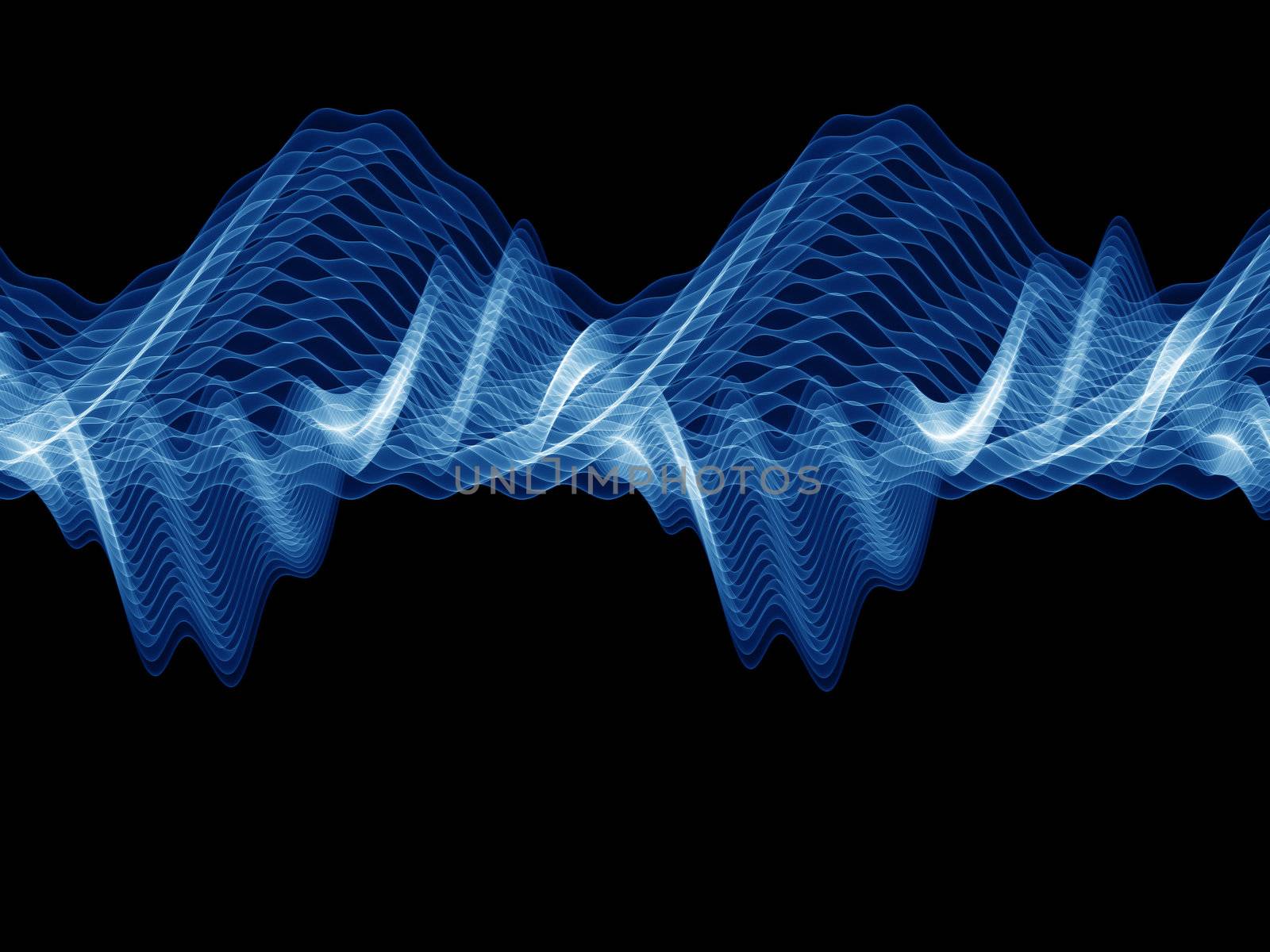 Abstract sine wave rendered in blue against black background