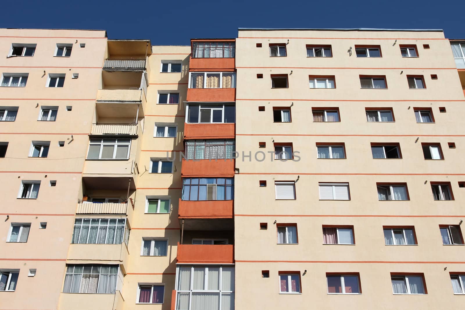 Apartment building from communism period in Sibiu, Romania. Average condominium.
