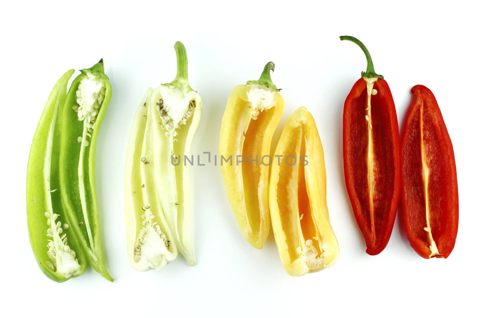 Colorful hot chili pepper on a white background