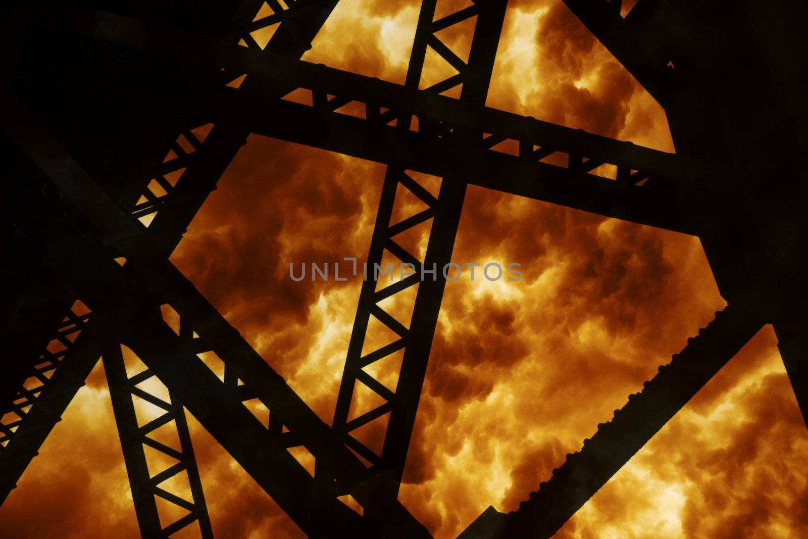 Steel Structure Silhouette of a large explosion