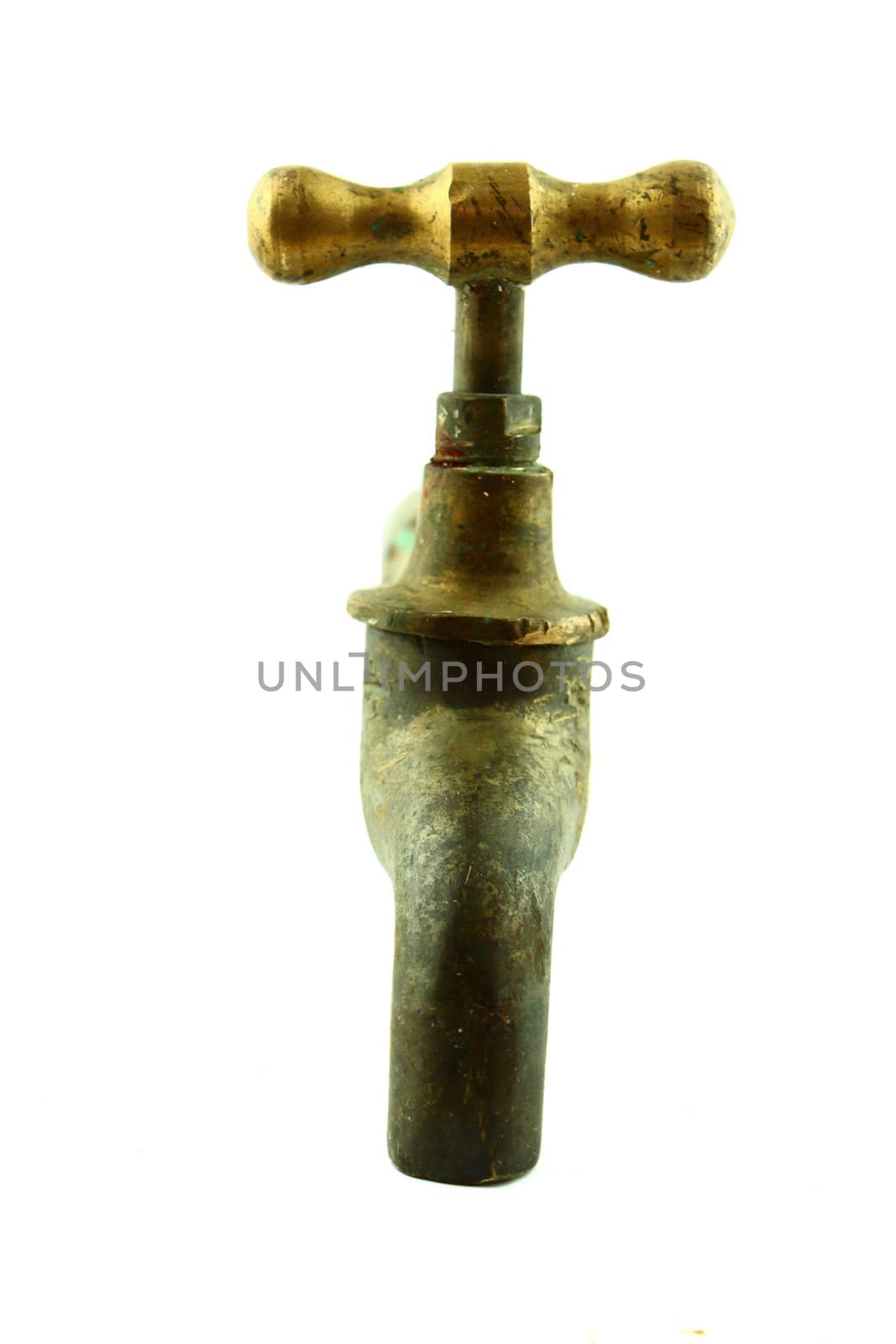 brass water tap , water tap isolated on white background with a clipping path