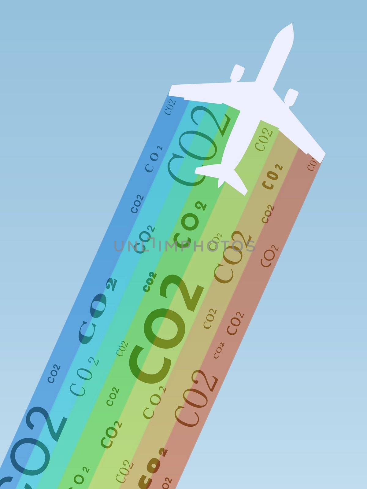Illustration of an aeroplane with CO2 text