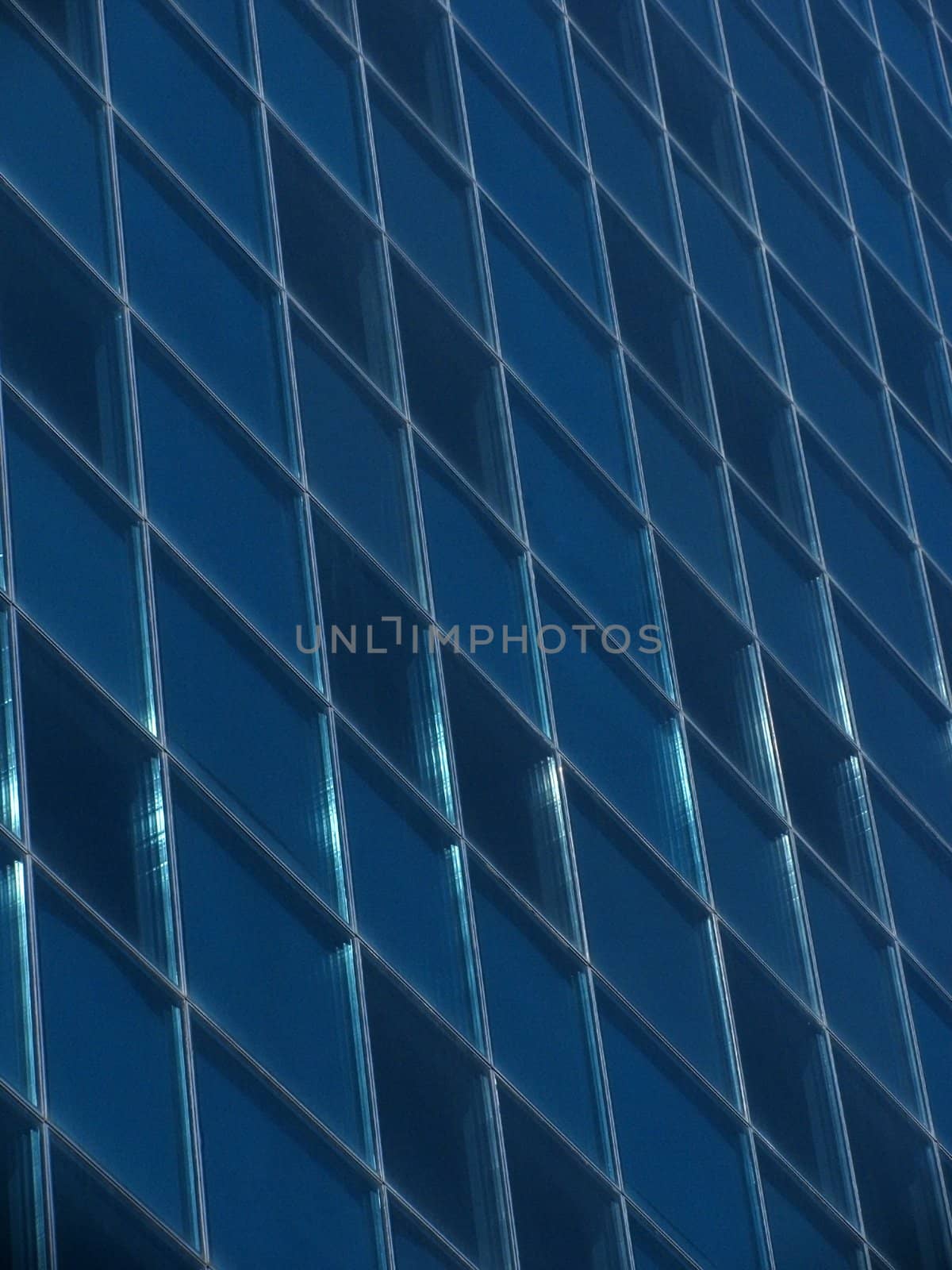 blue windows of office building